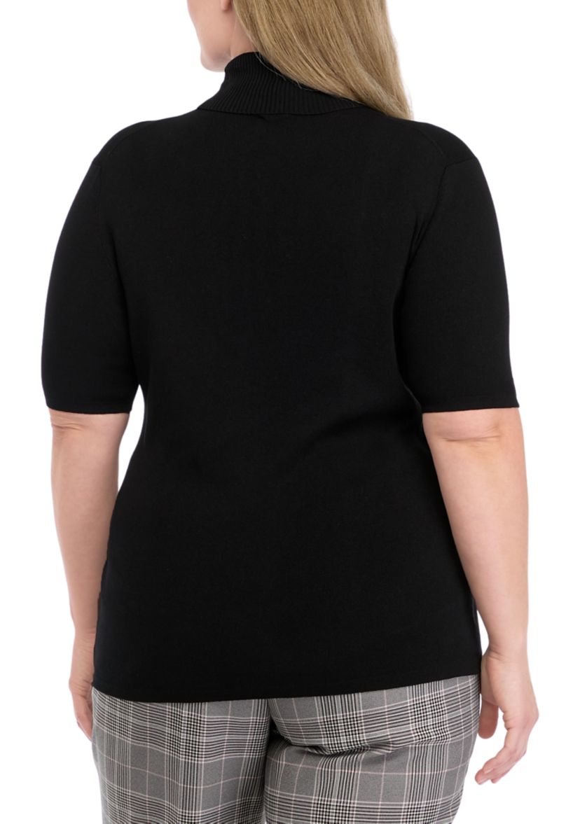 Plus Size Half Sleeve Turtleneck Sweater