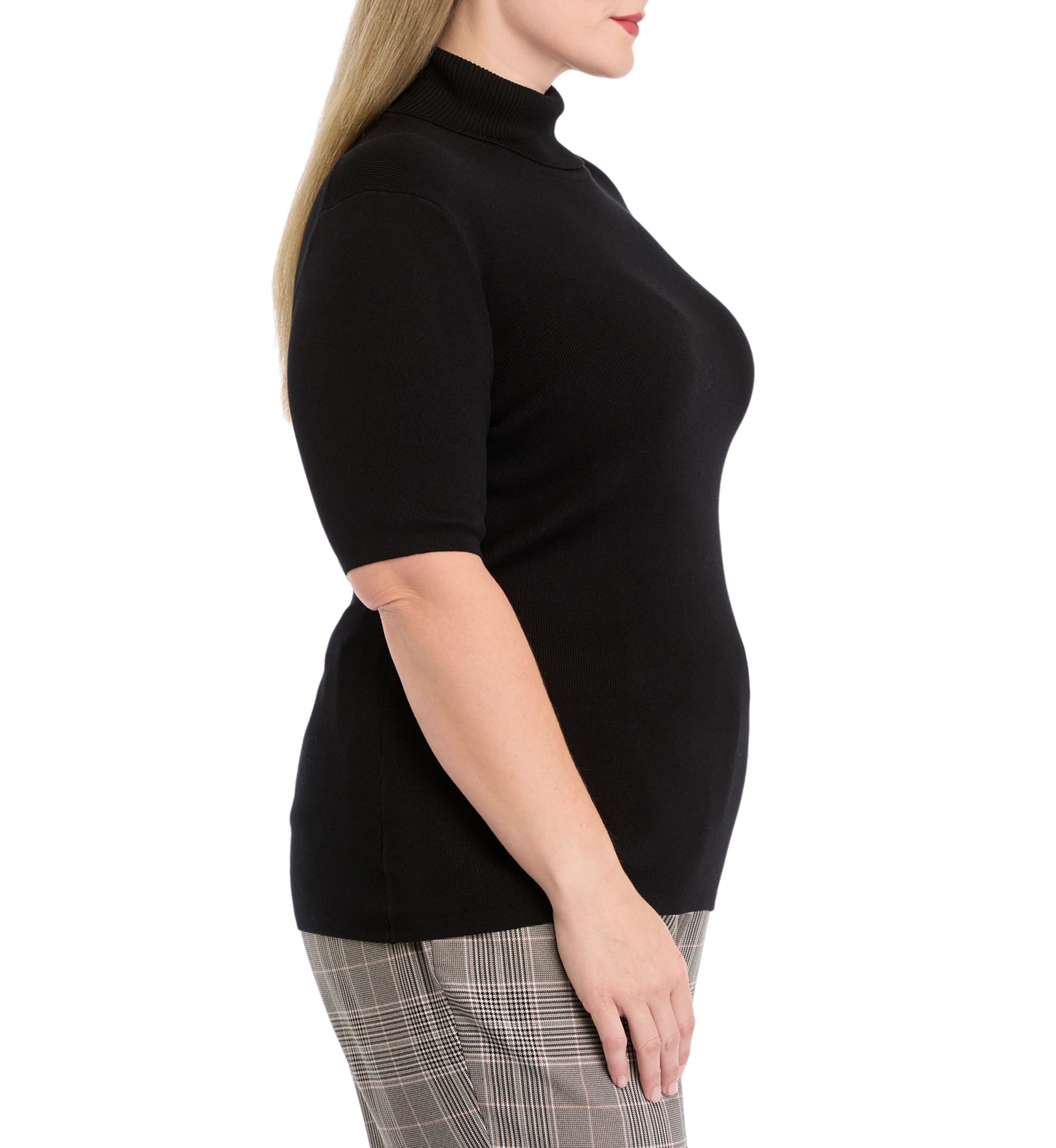 Plus Size Half Sleeve Turtleneck Sweater
