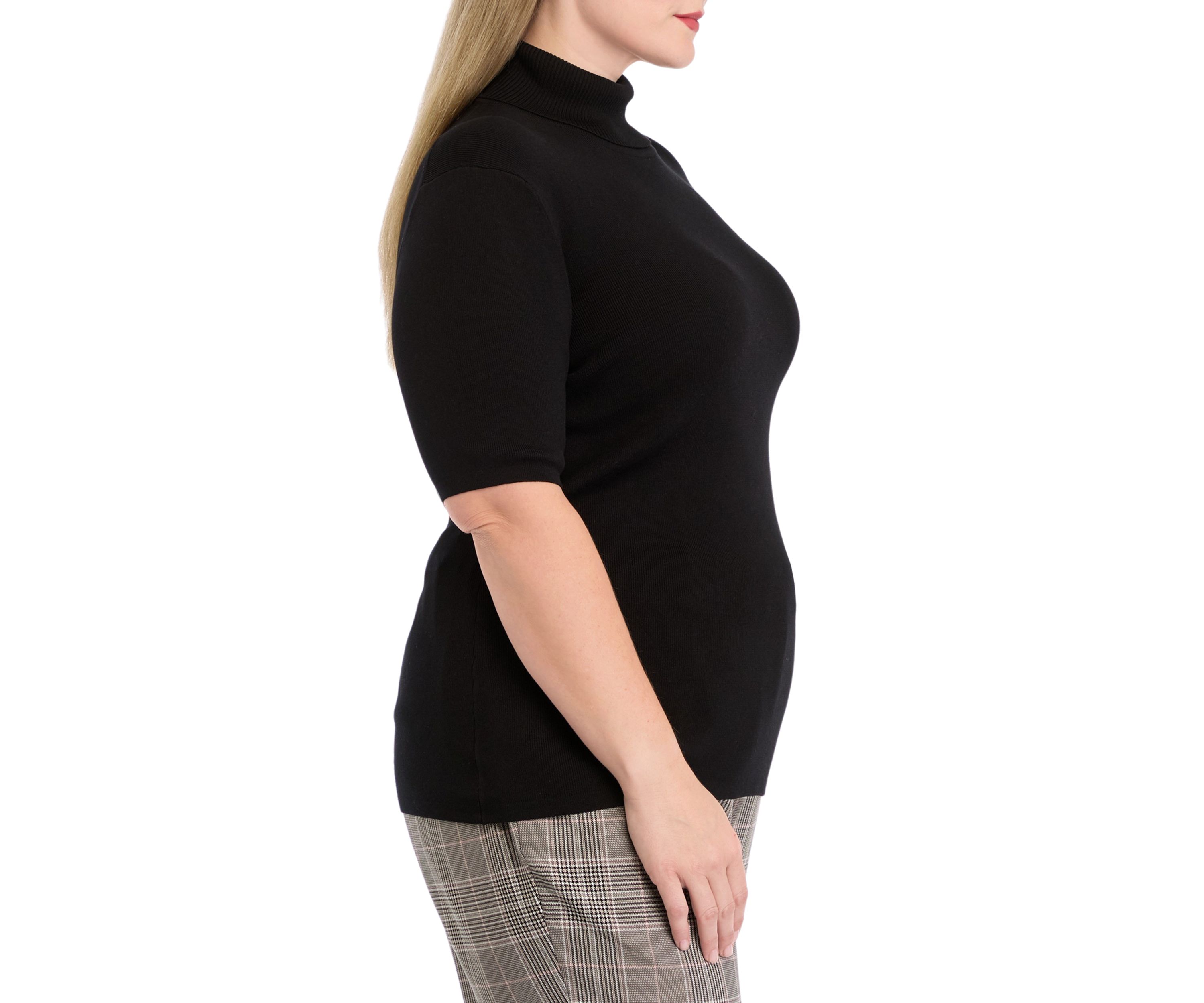 Plus Size Half Sleeve Turtleneck Sweater