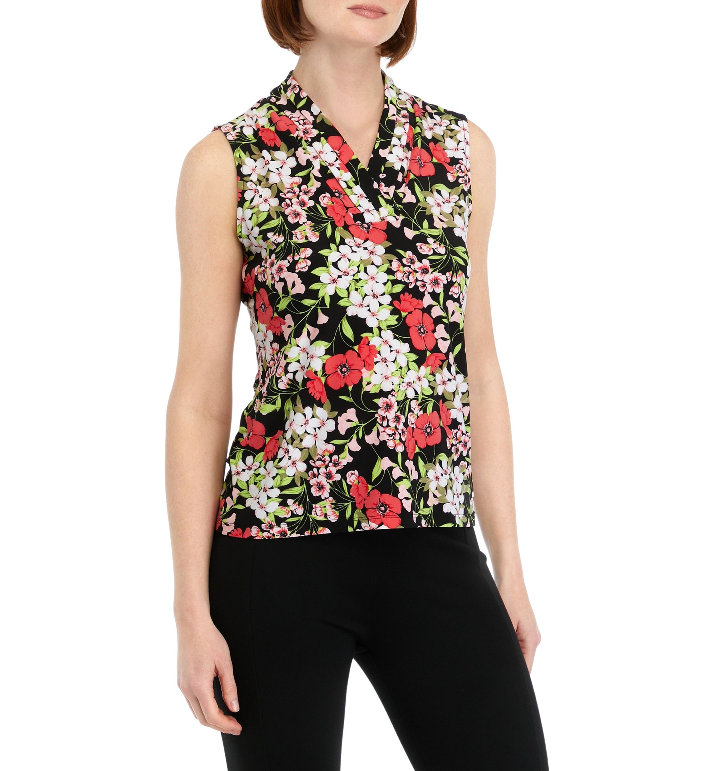 Womens Printed Triple Pleat Top