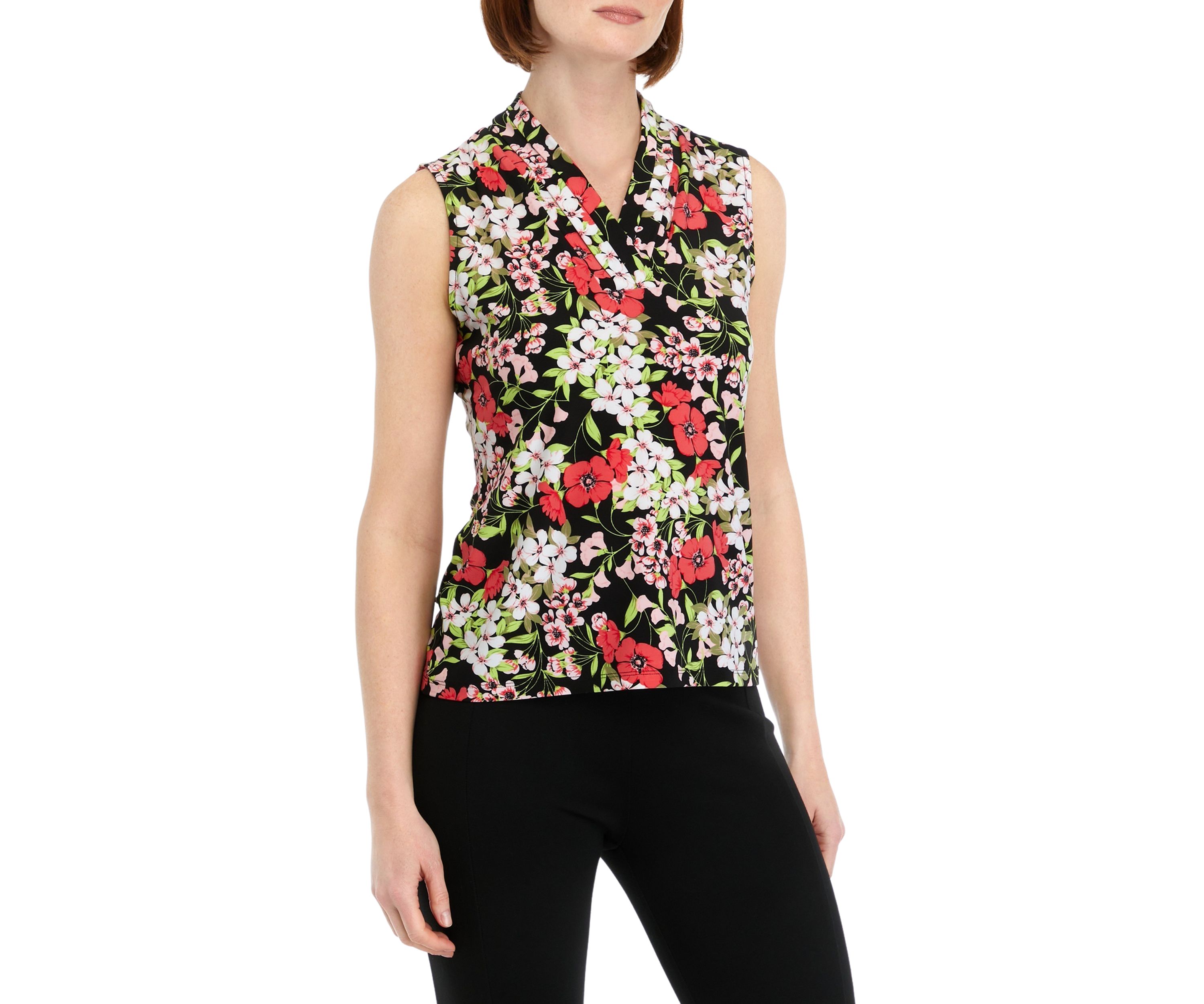 Womens Printed Triple Pleat Top