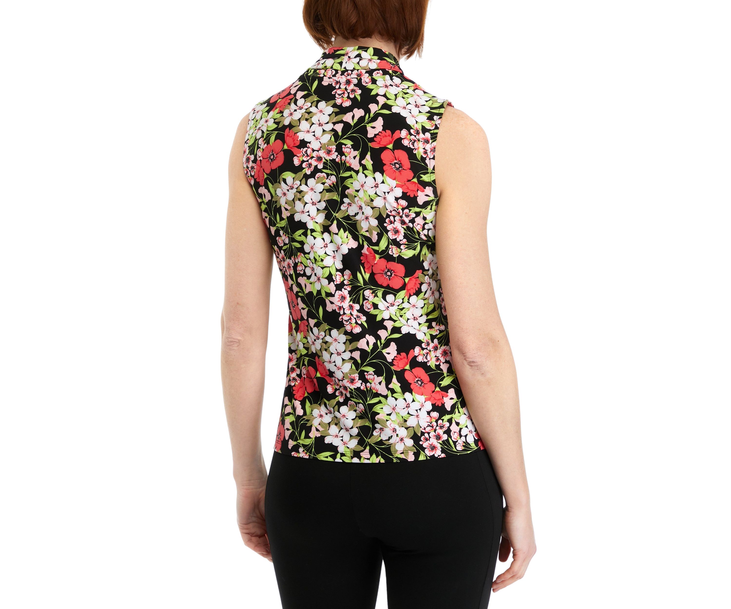 Womens Printed Triple Pleat Top