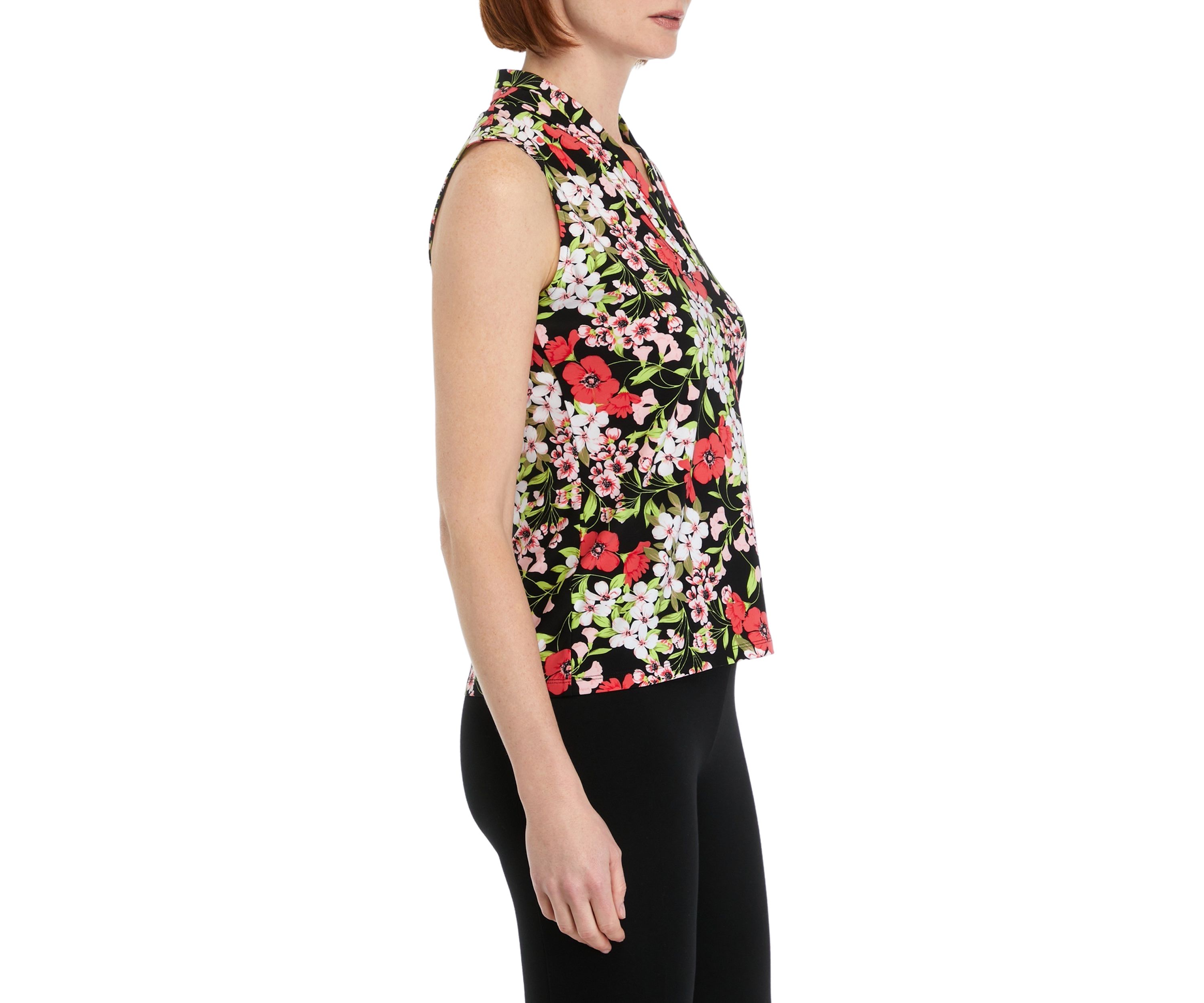 Womens Printed Triple Pleat Top