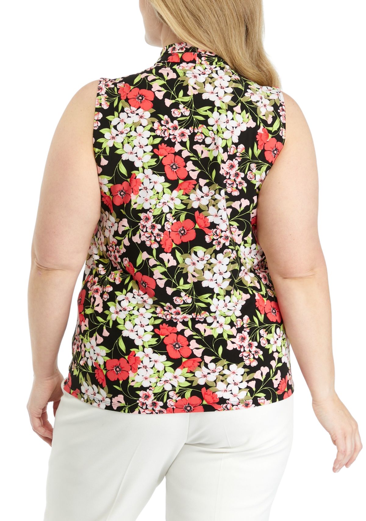 Plus Size Triple Pleated Printed Top