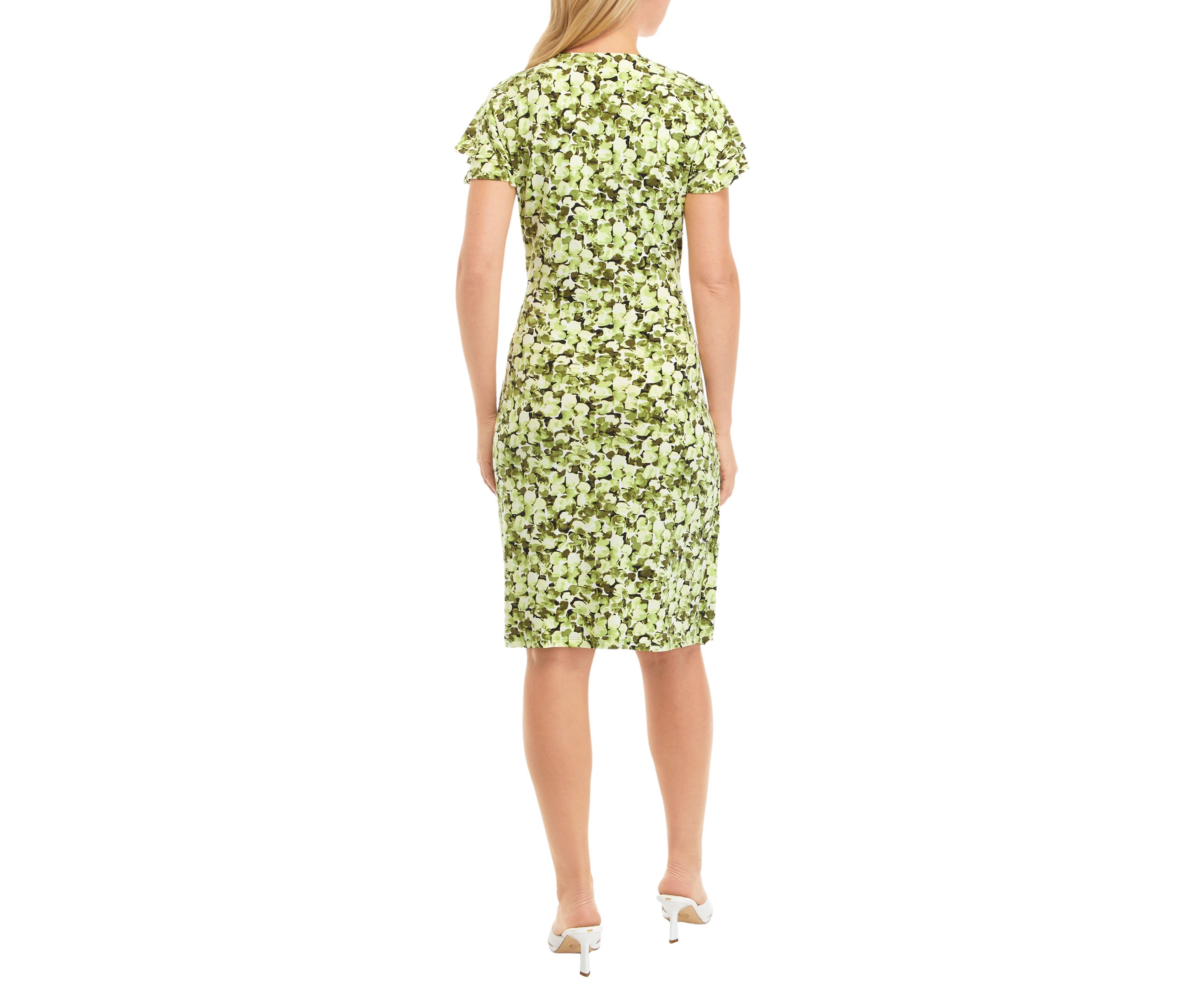 Womens Flutter Sleeve Wrap Dress