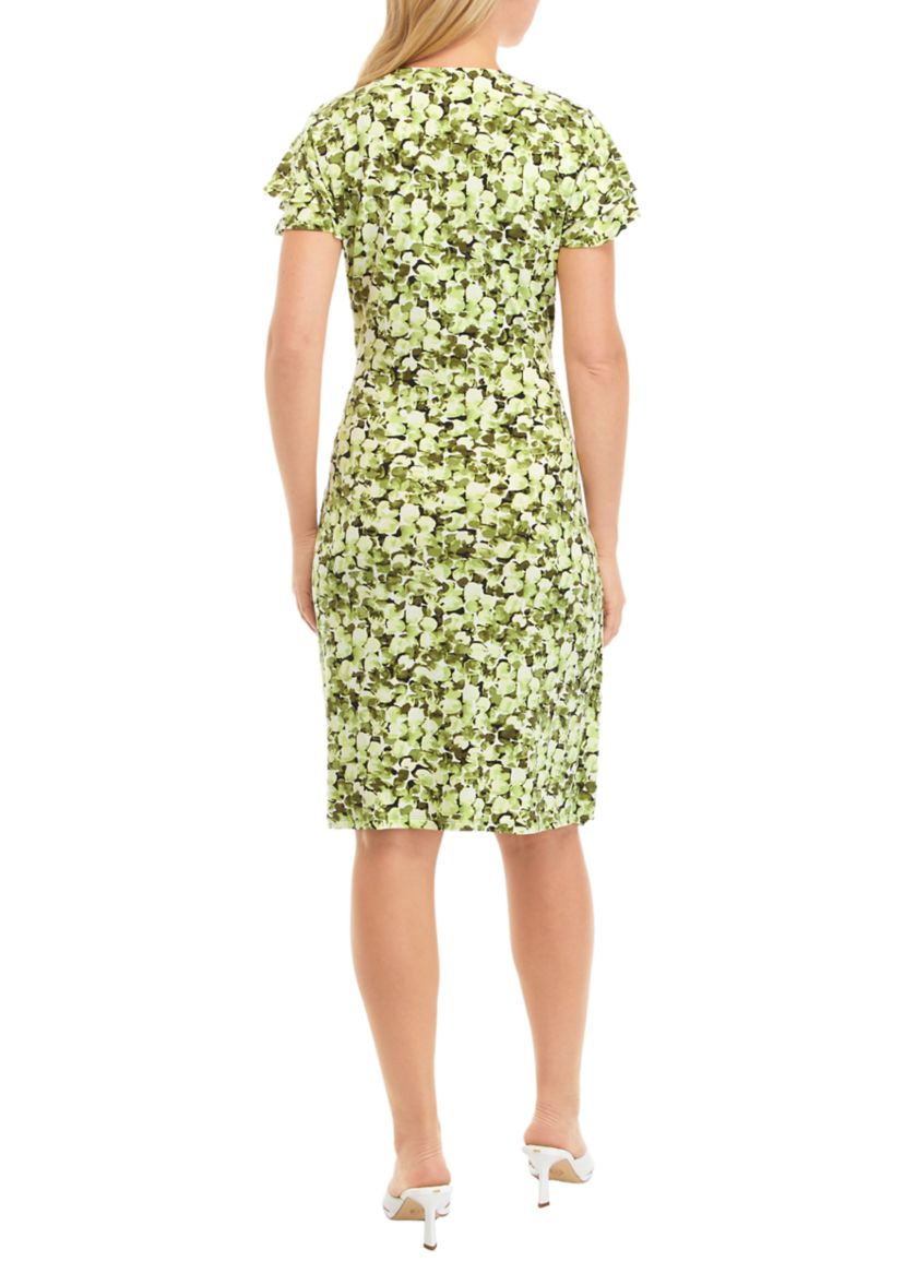 Womens Flutter Sleeve Wrap Dress