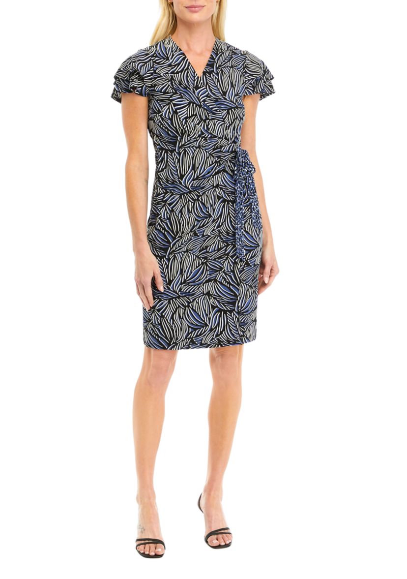 Womens Flutter Sleeve Wrap Dress