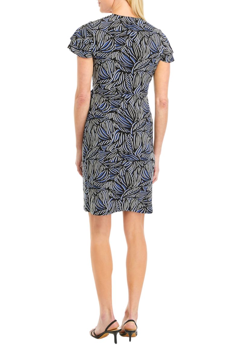 Womens Flutter Sleeve Wrap Dress