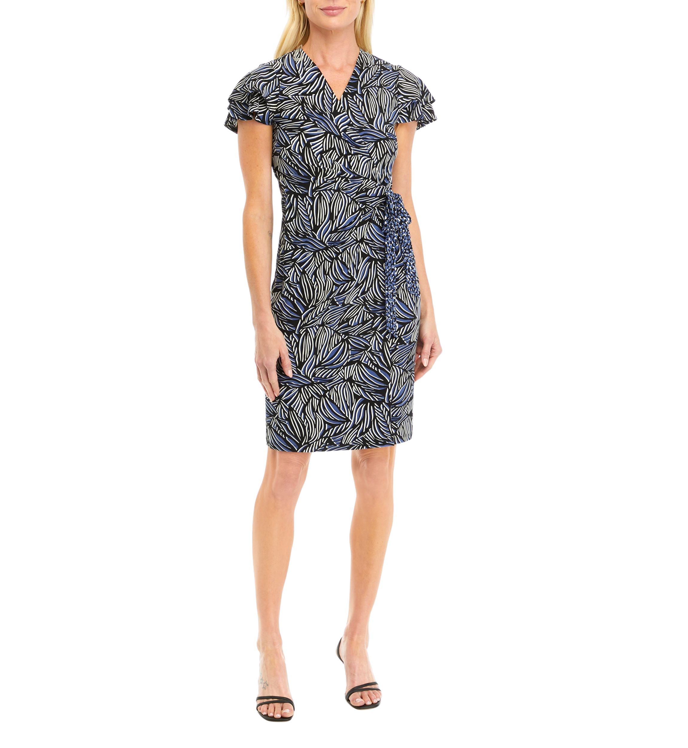 Petite Flutter Sleeve Wrap Dress