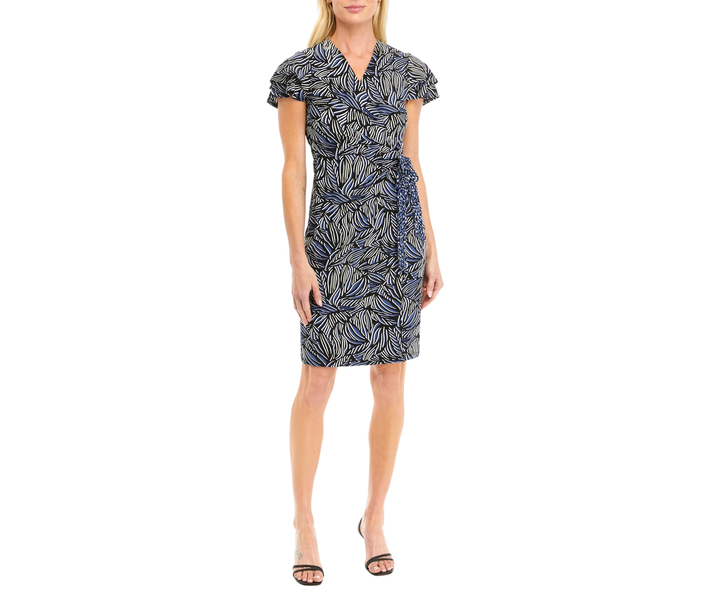Petite Flutter Sleeve Wrap Dress