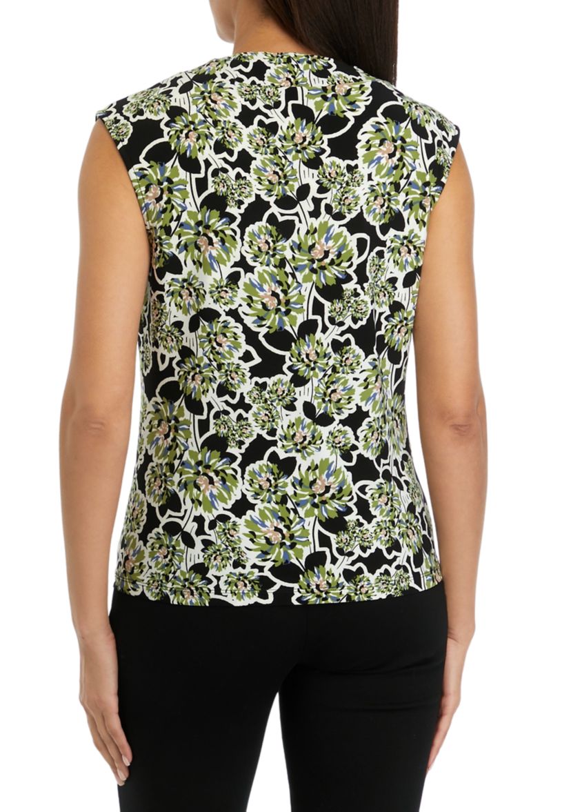 Womens Printed Cowl Neck Top