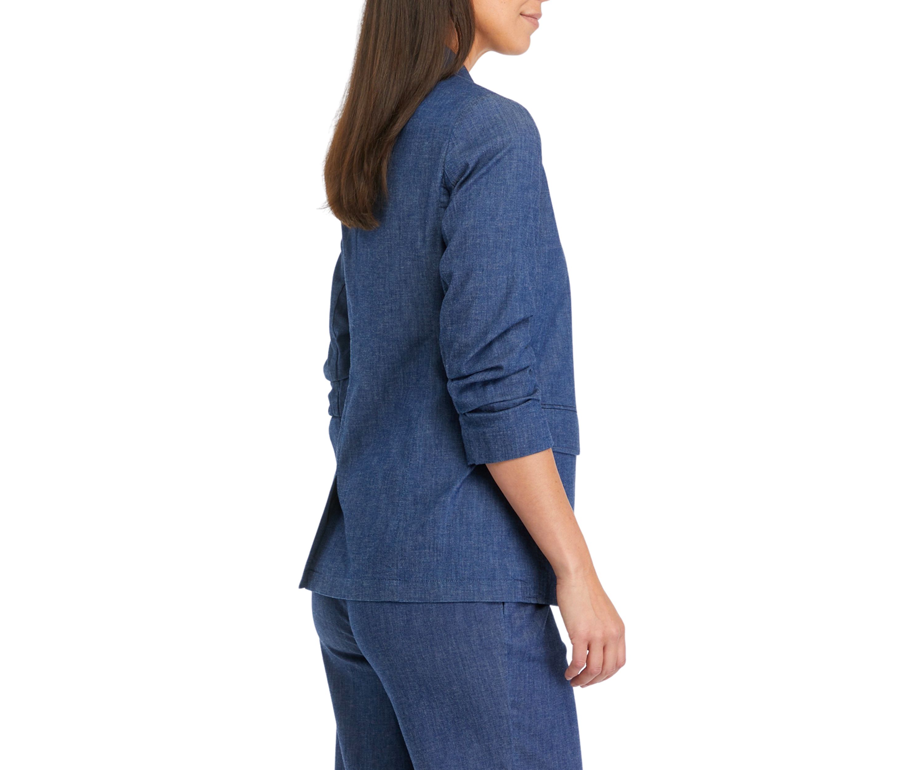 Womens One Button Notch Collar Scrunch Sleeve Blazer
