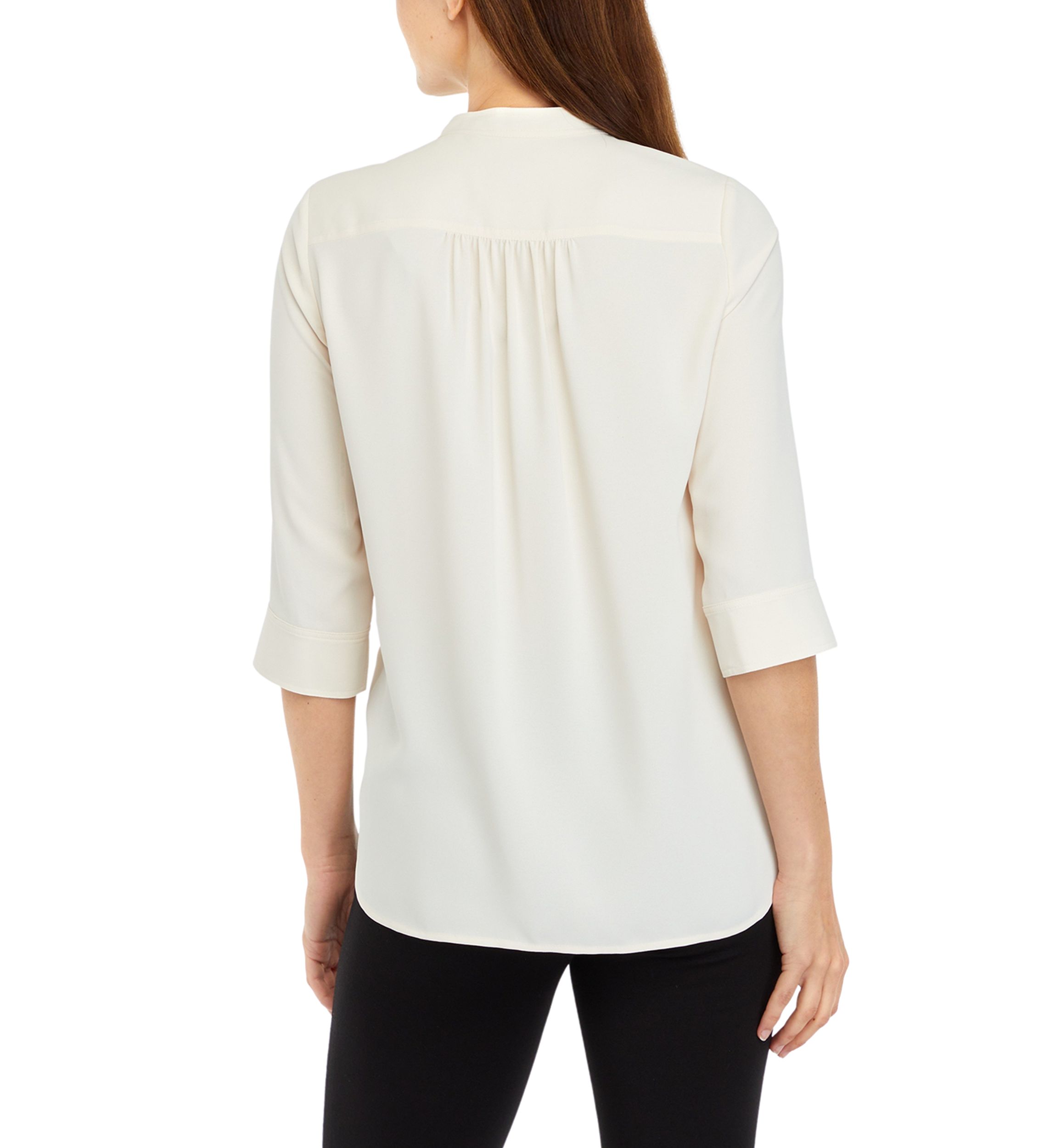 Petite V-Neck Pleat Front Tunic Top