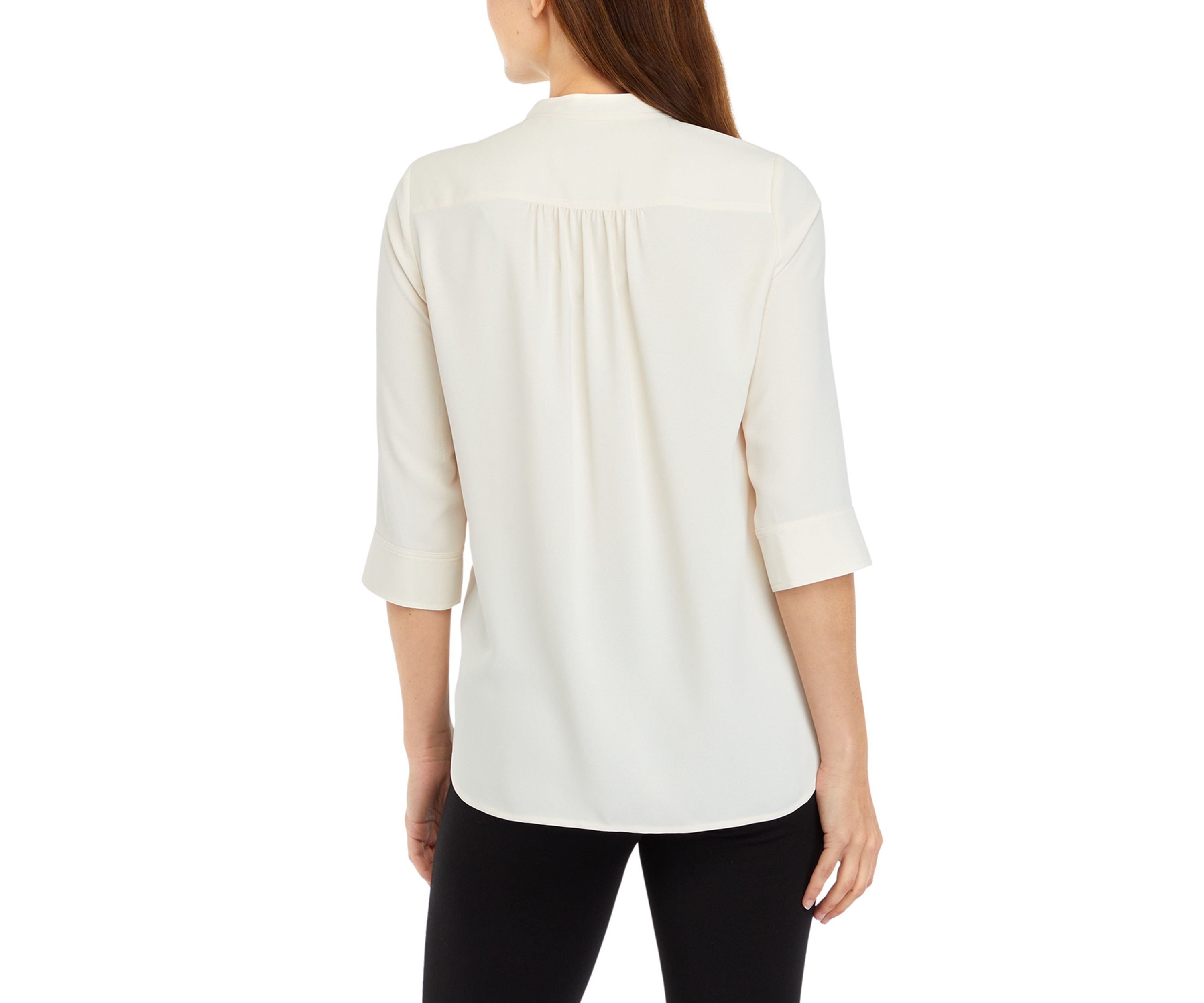 Petite V-Neck Pleat Front Tunic Top