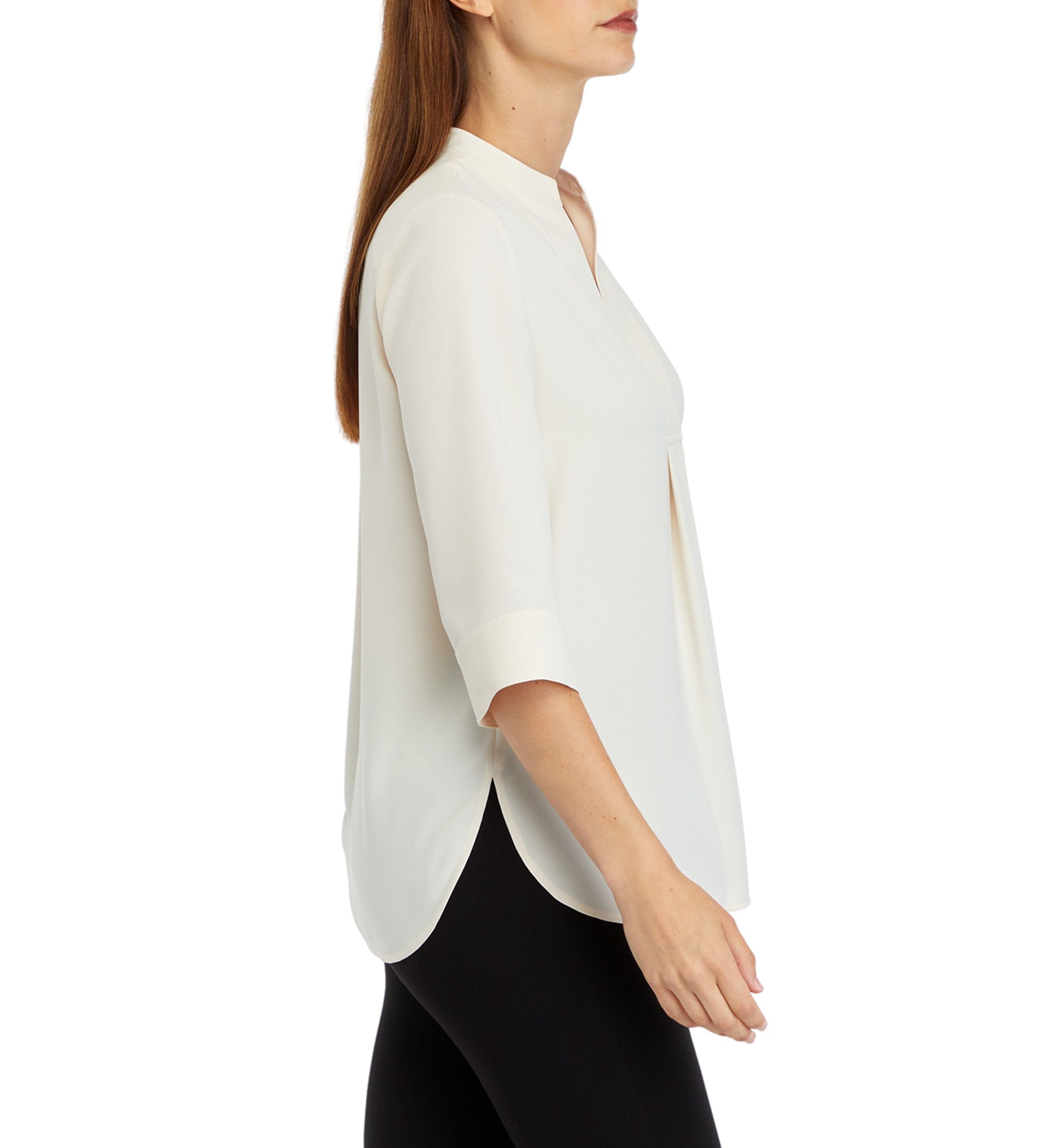 Petite V-Neck Pleat Front Tunic Top