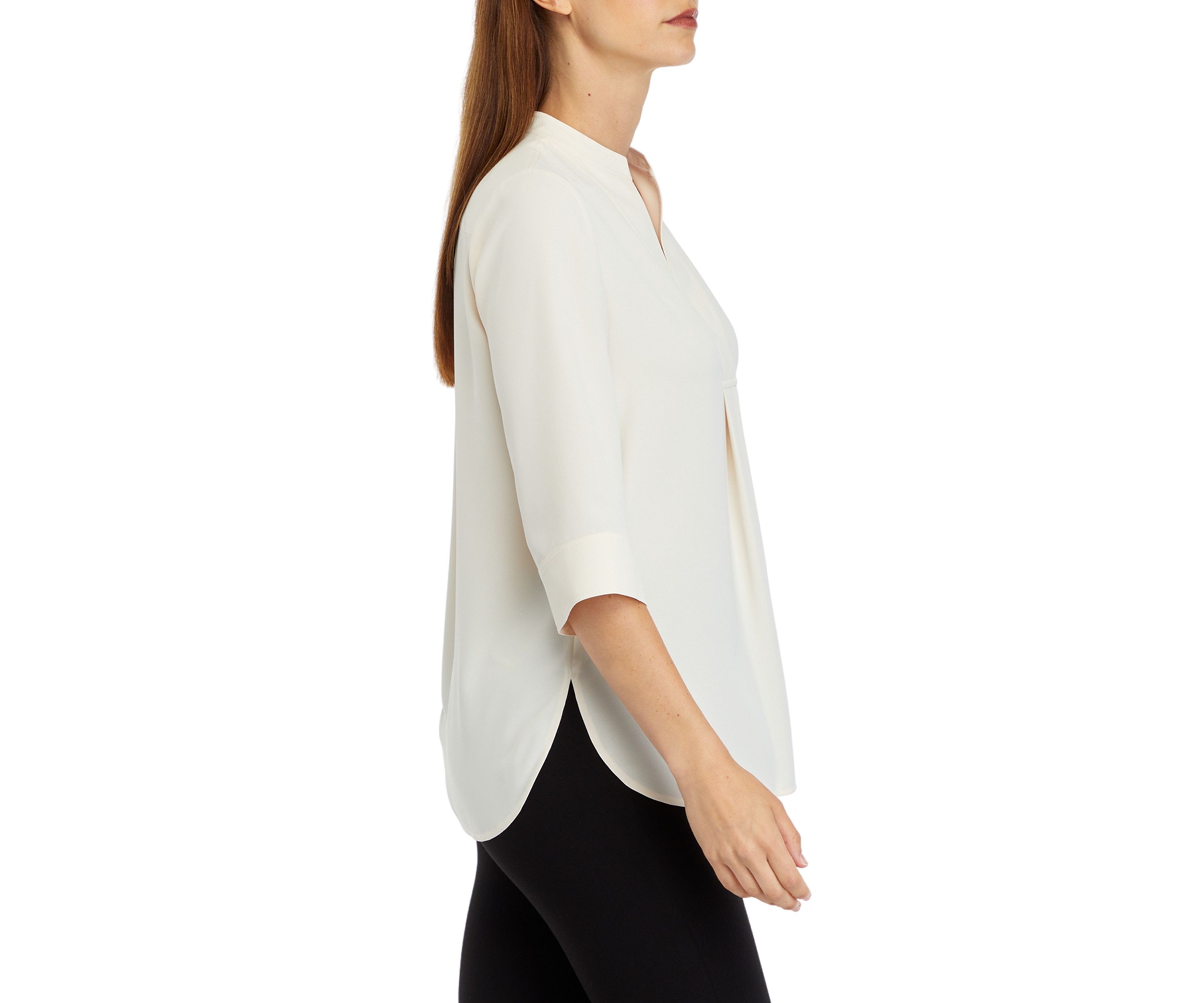 Petite V-Neck Pleat Front Tunic Top
