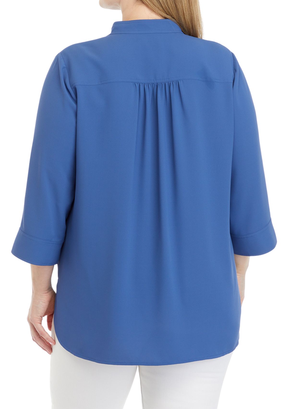 Plus Size V-Neck Tunic with 3/4-Quarter Sleeves 