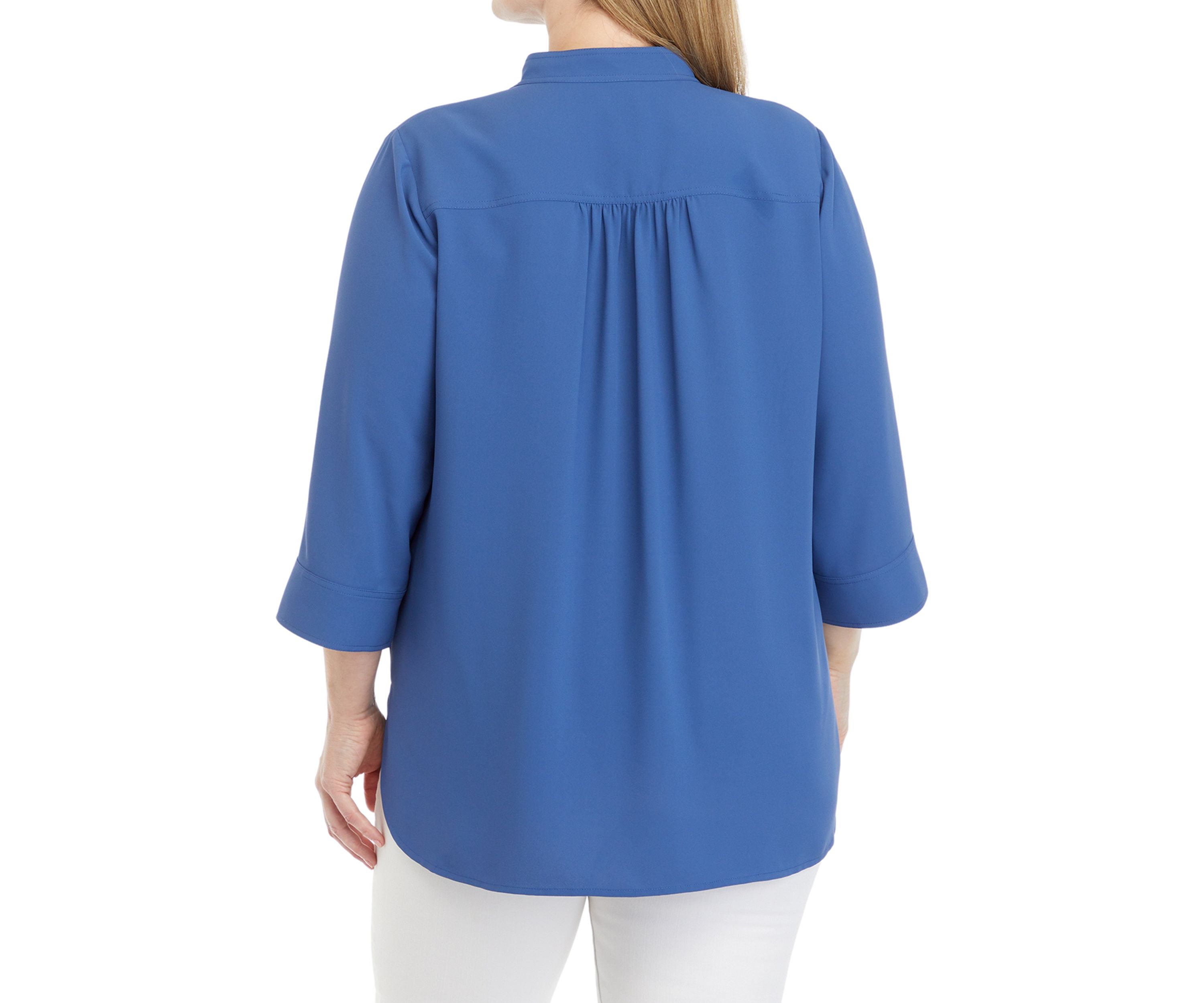 Plus Size V-Neck Tunic with 3/4-Quarter Sleeves 