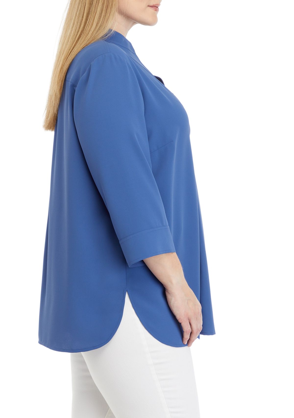 Plus Size V-Neck Tunic with 3/4-Quarter Sleeves 