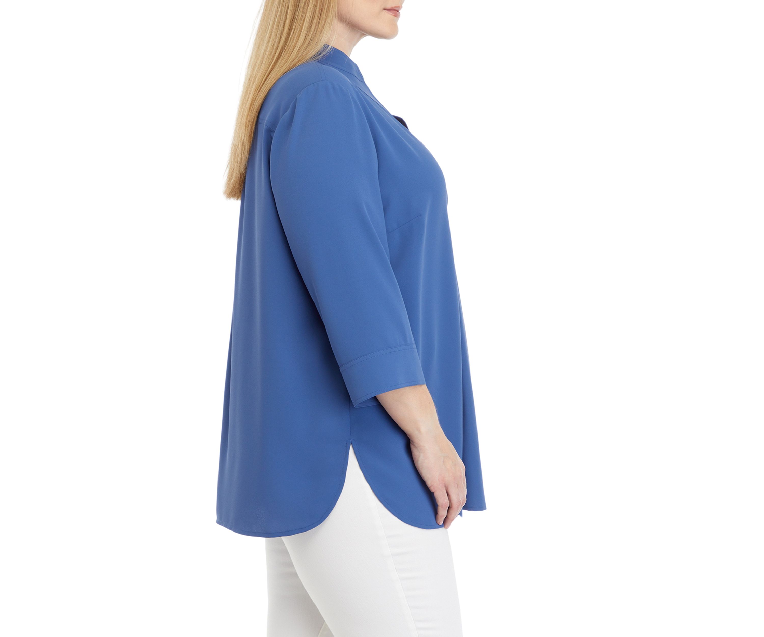 Plus Size V-Neck Tunic with 3/4-Quarter Sleeves 