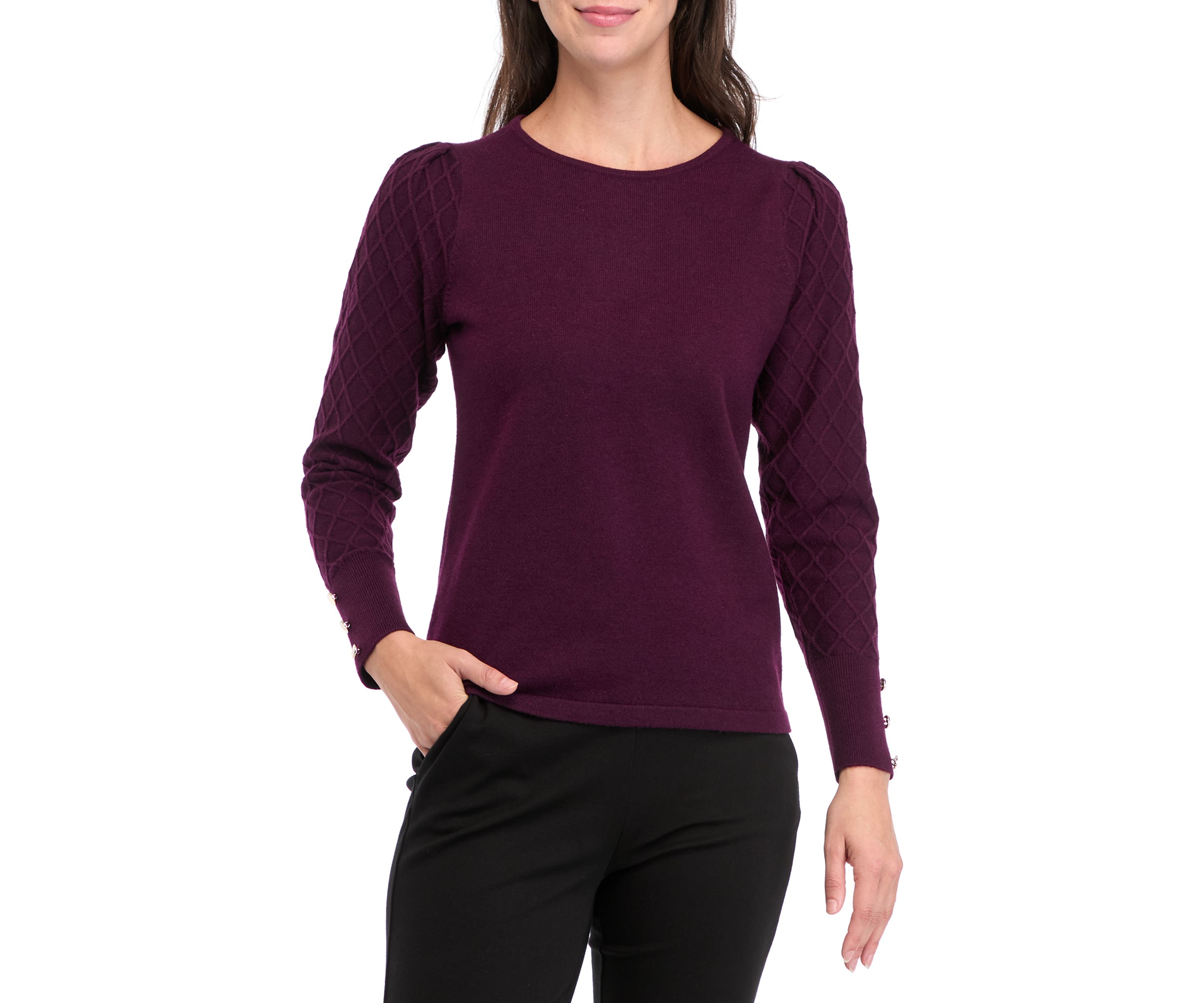 Womens Long Sleeve Diamond Stitch Sweater 