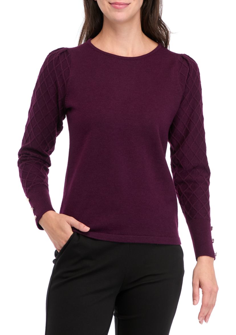 Womens Long Sleeve Diamond Stitch Sweater 