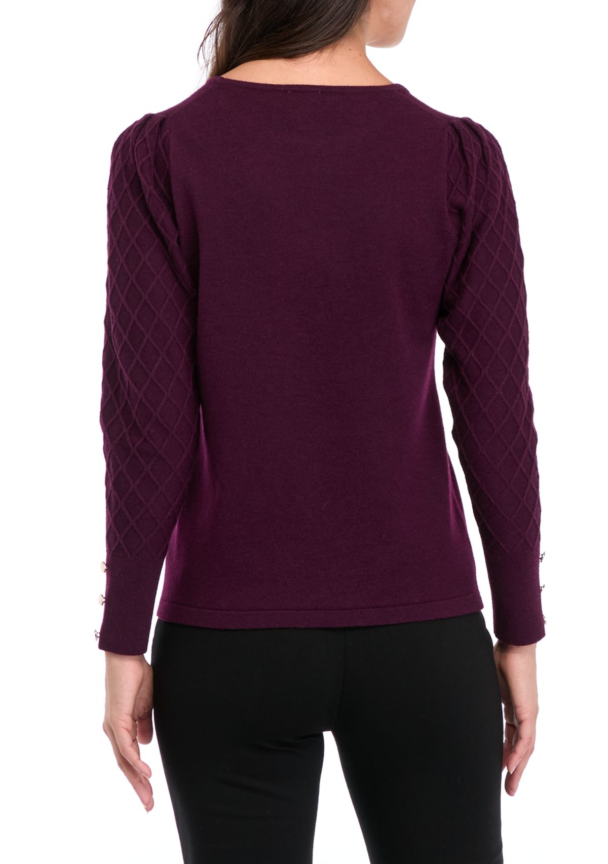 Womens Long Sleeve Diamond Stitch Sweater 