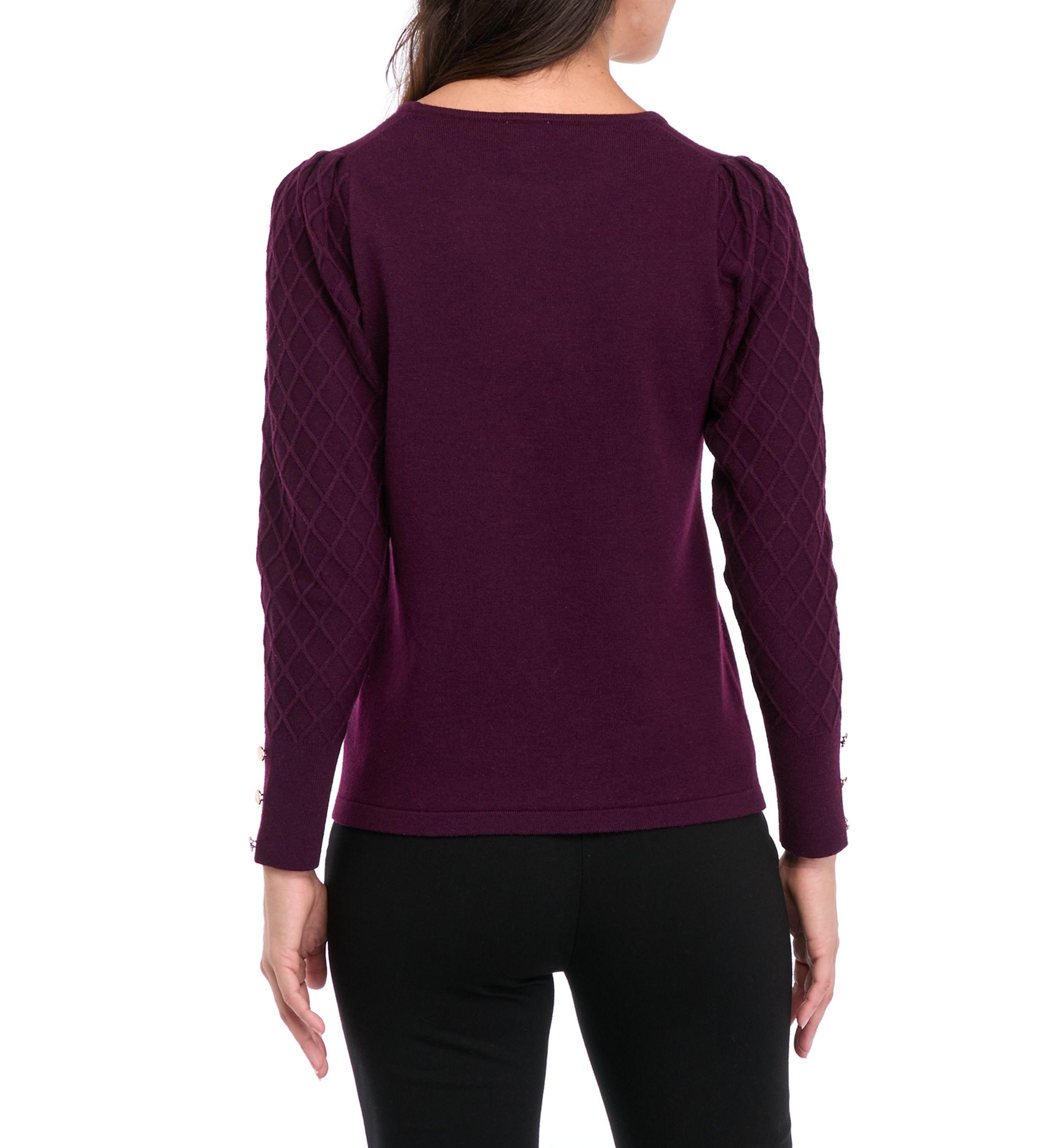 Womens Long Sleeve Diamond Stitch Sweater 