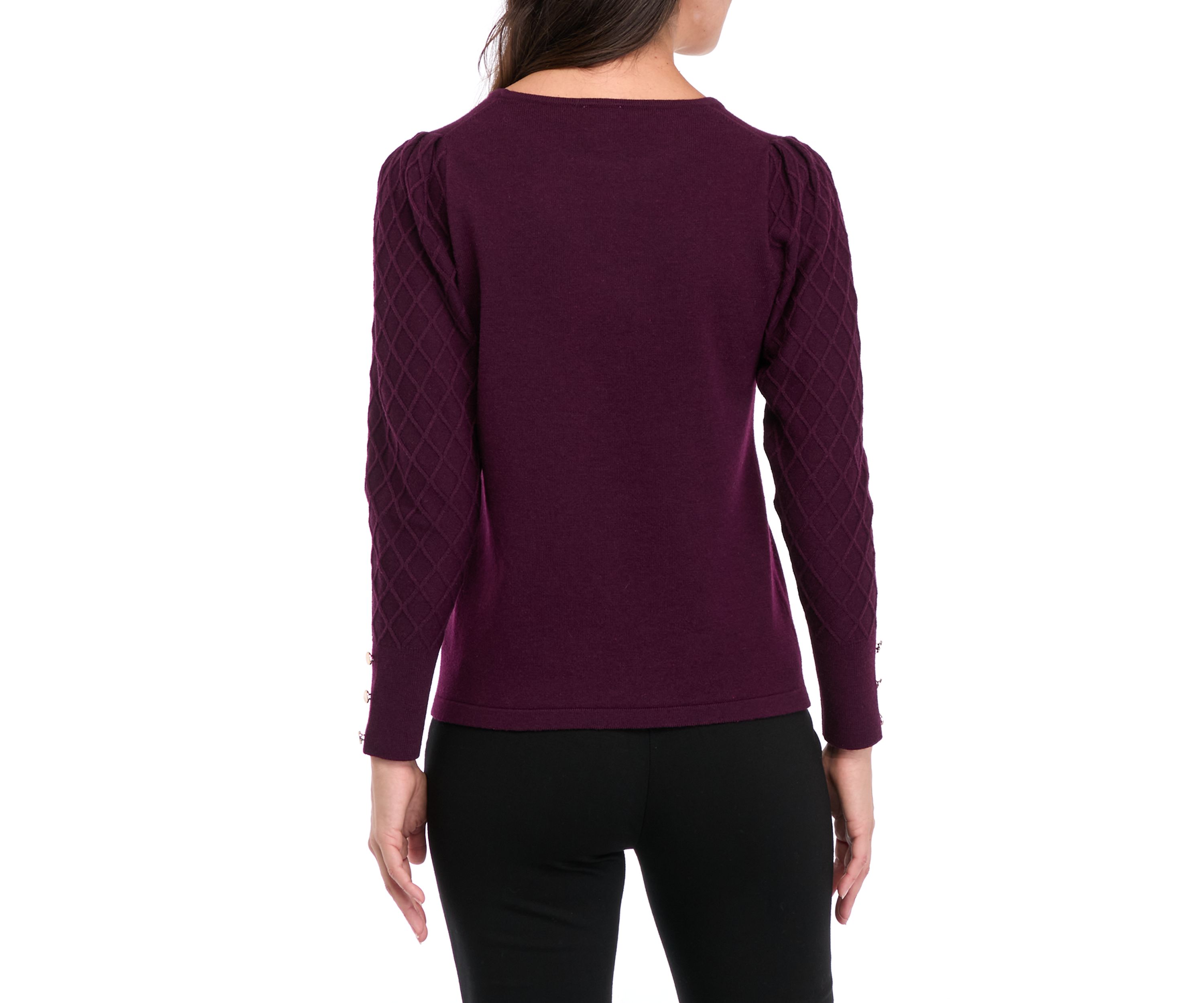 Womens Long Sleeve Diamond Stitch Sweater 