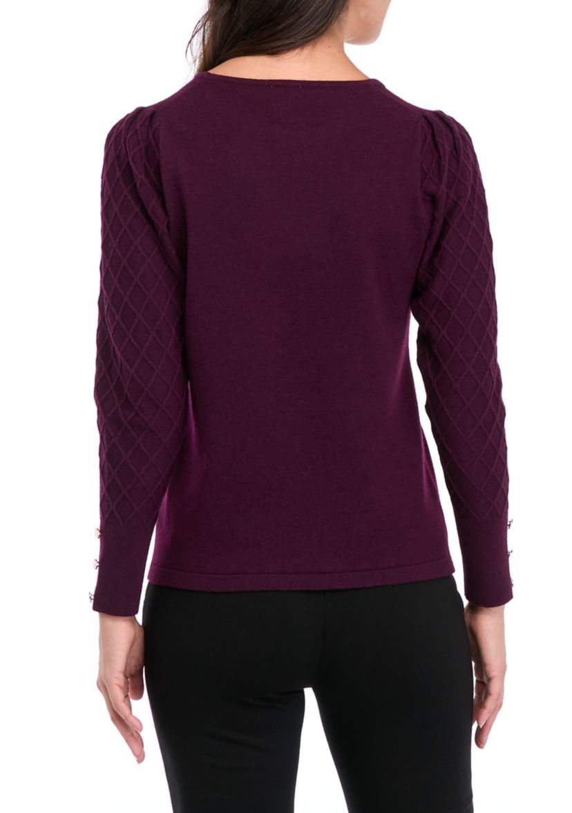 Womens Long Sleeve Diamond Stitch Sweater 