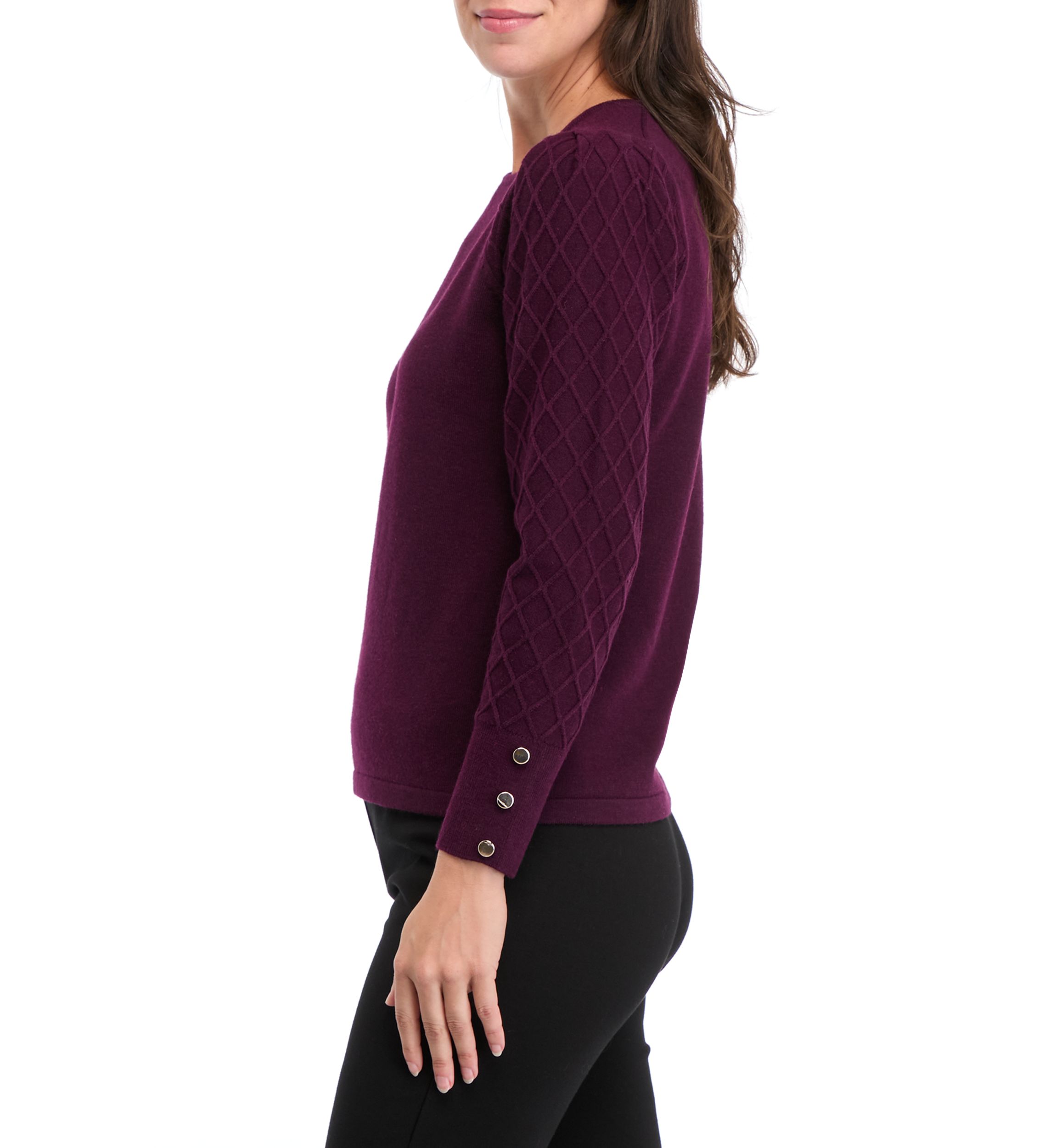 Womens Long Sleeve Diamond Stitch Sweater 