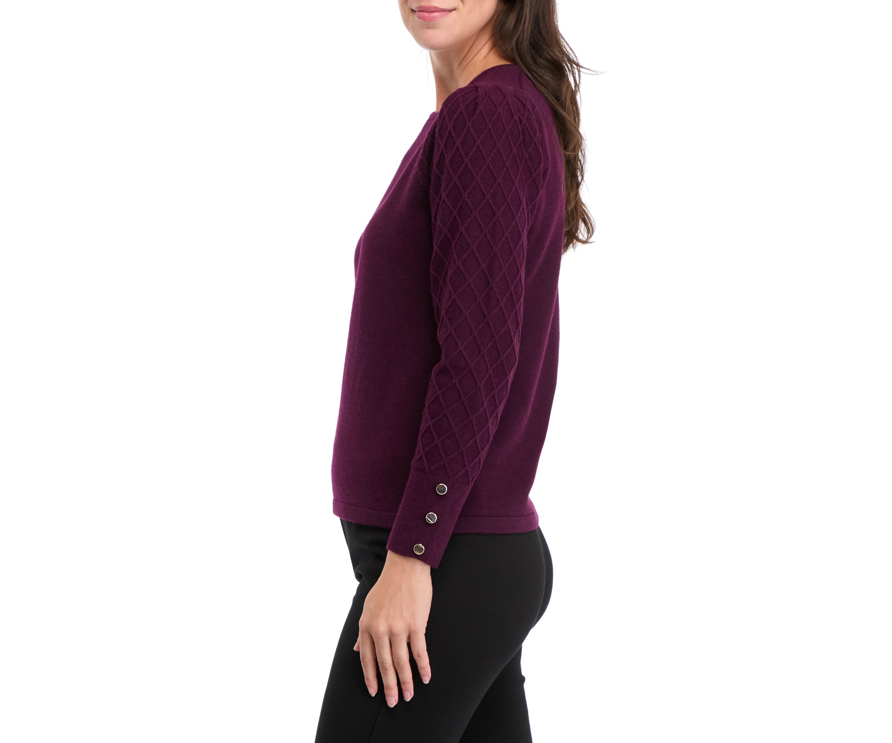 Womens Long Sleeve Diamond Stitch Sweater 