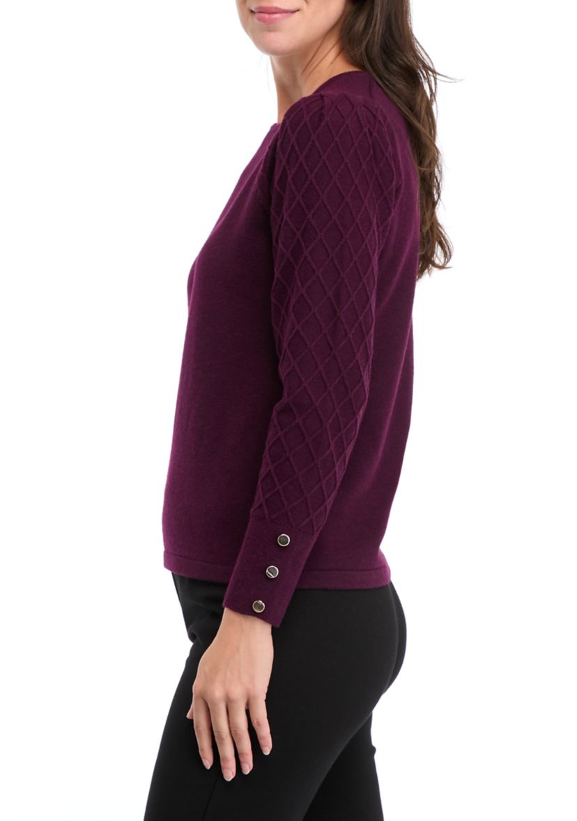 Womens Long Sleeve Diamond Stitch Sweater 