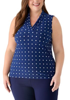 Anne Klein Women's Plus Size Sleeveless Triple Pleat Top