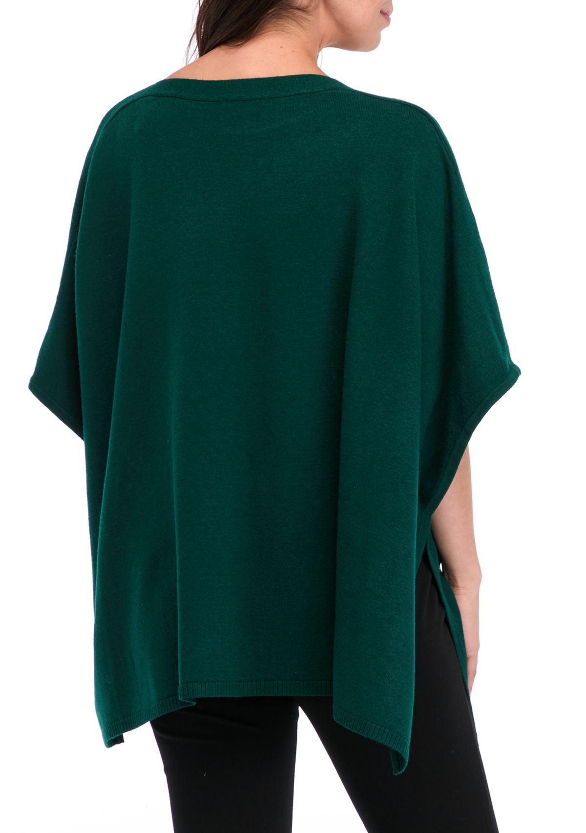 Womens Elbow Sleeve Embellished Kimono Poncho