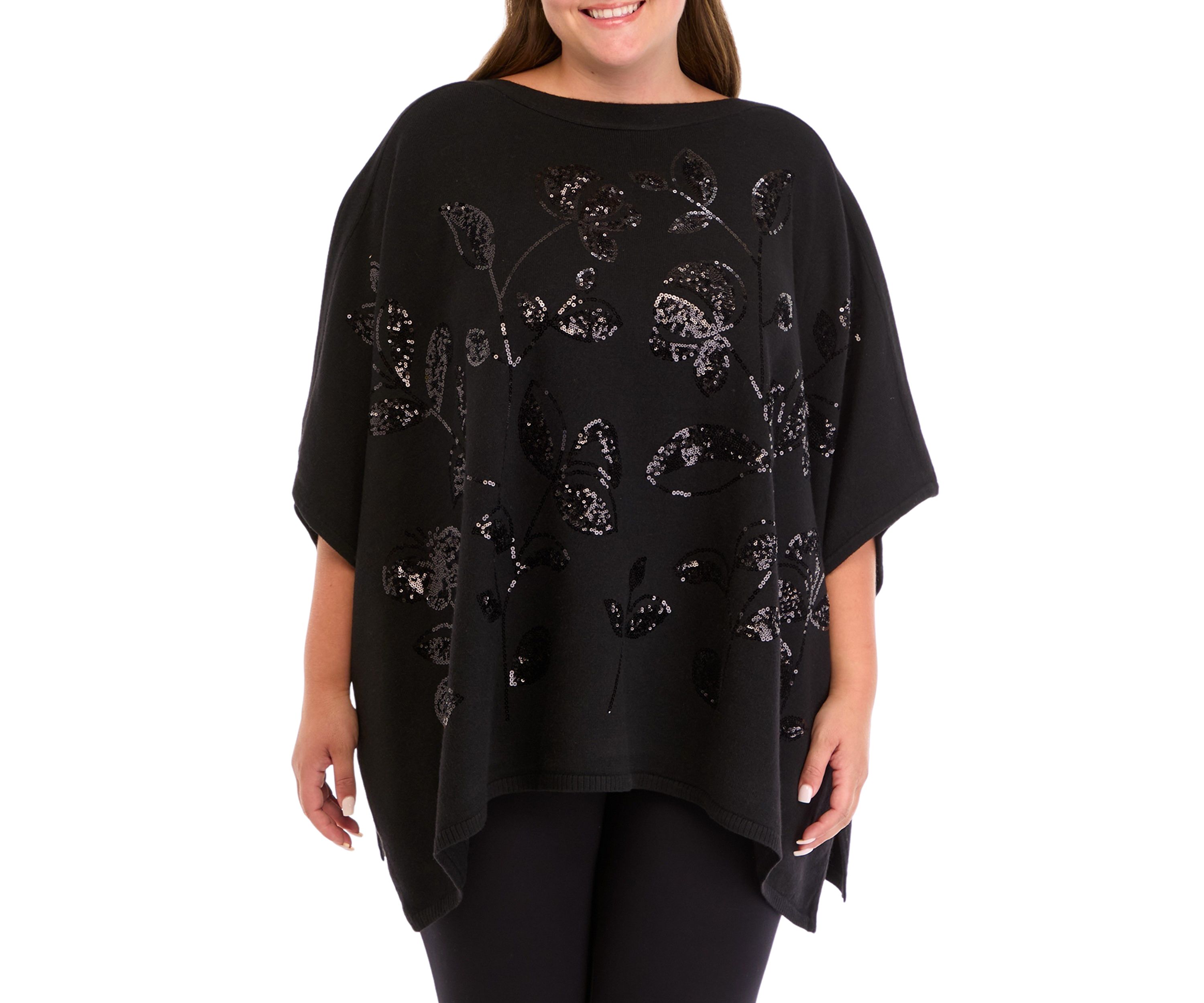 Plus Size Kimono Sleeve Sequin Top 