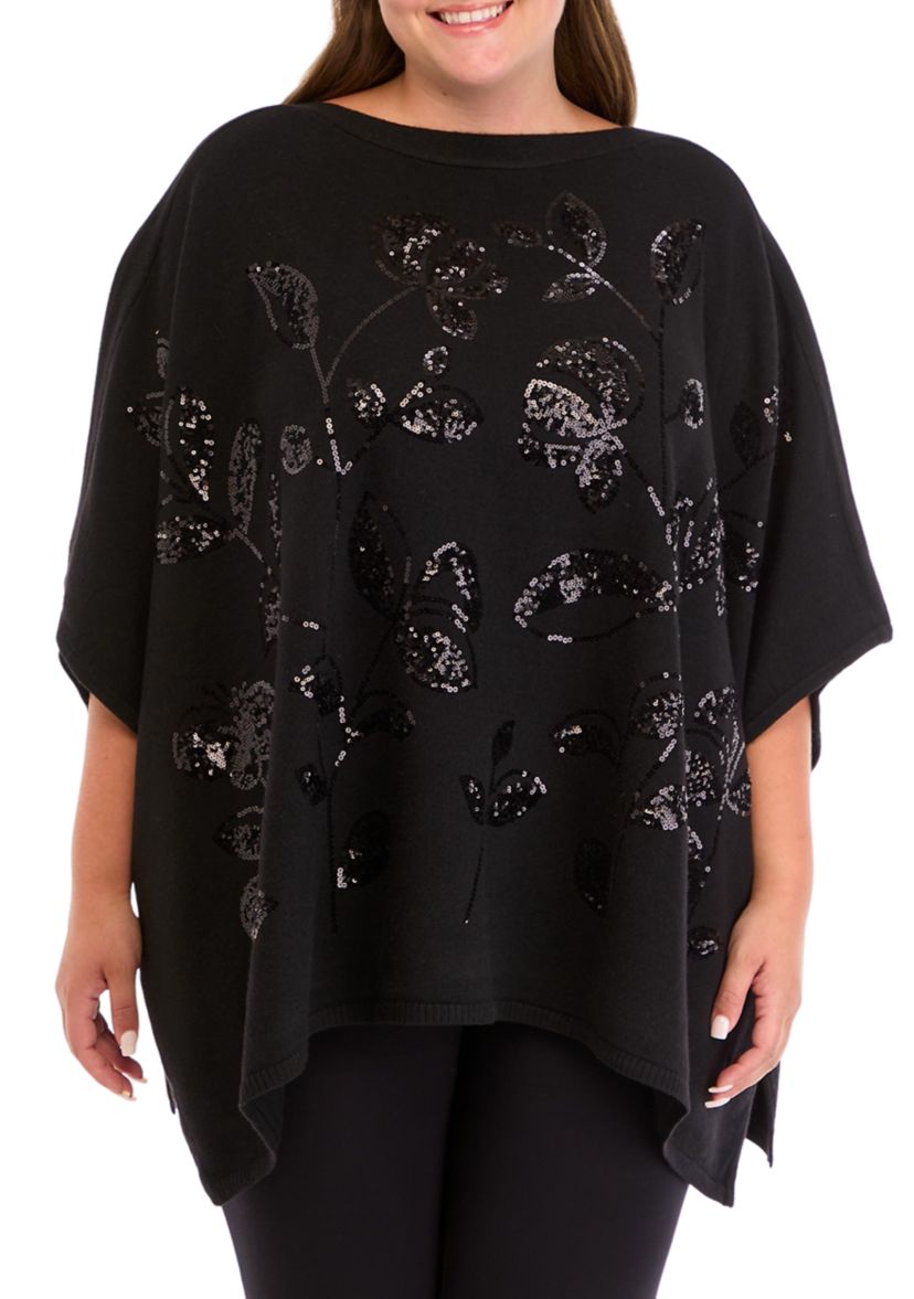 Plus Size Kimono Sleeve Sequin Top 