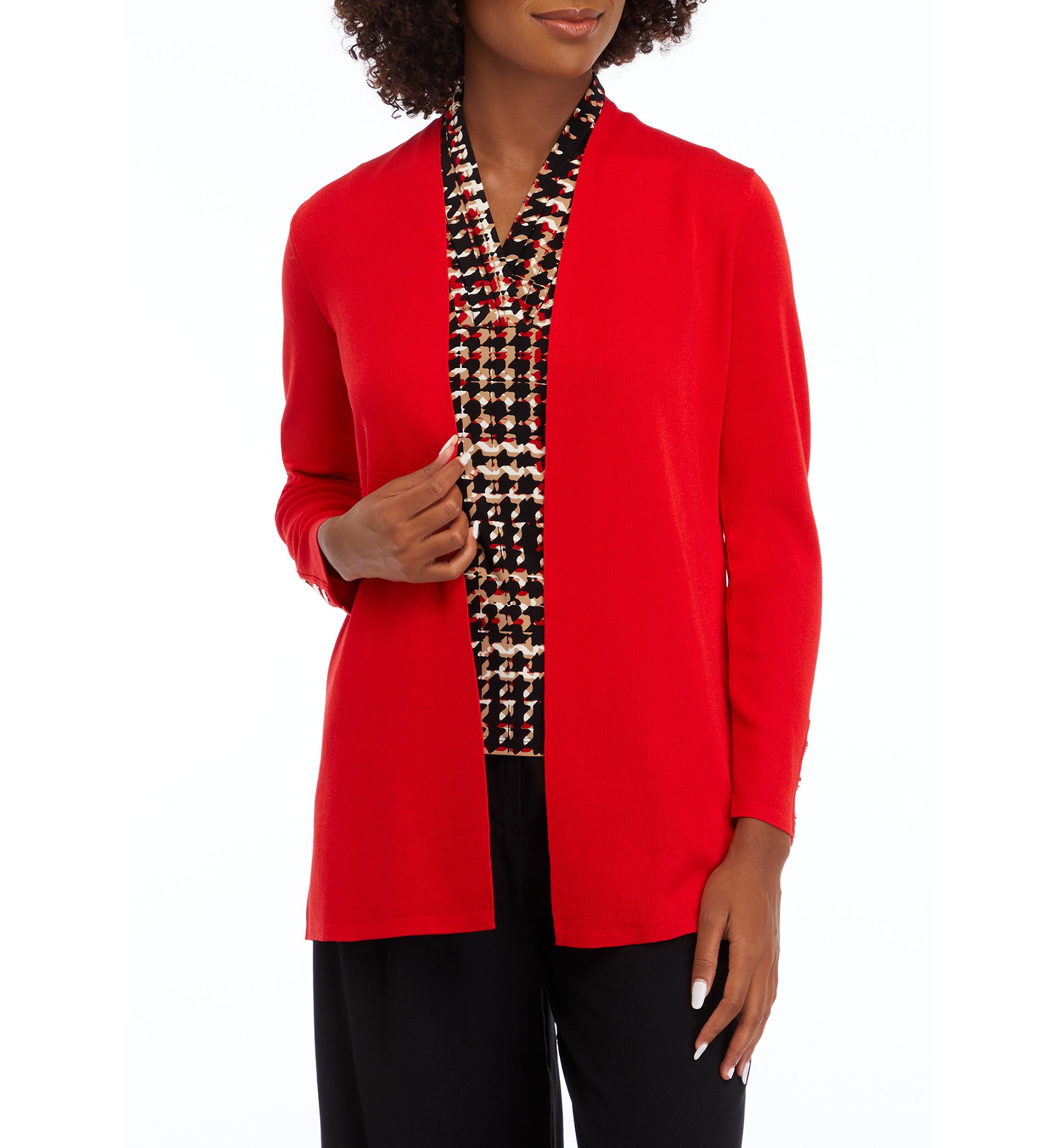 Womens Carmel Self Edge Kissing Front Cardigan