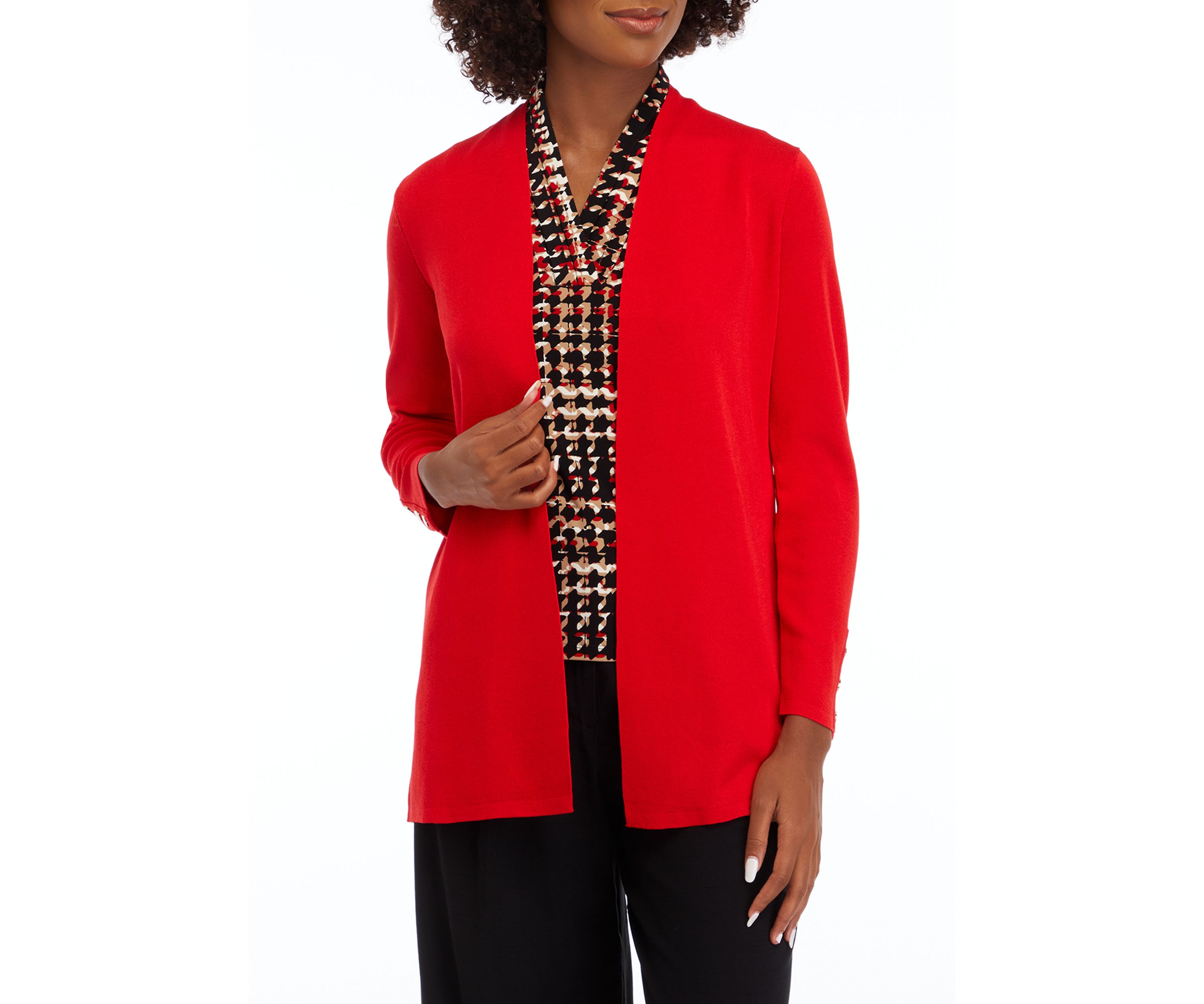 Womens Carmel Self Edge Kissing Front Cardigan