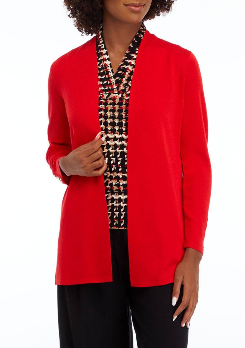 Womens Carmel Self Edge Kissing Front Cardigan