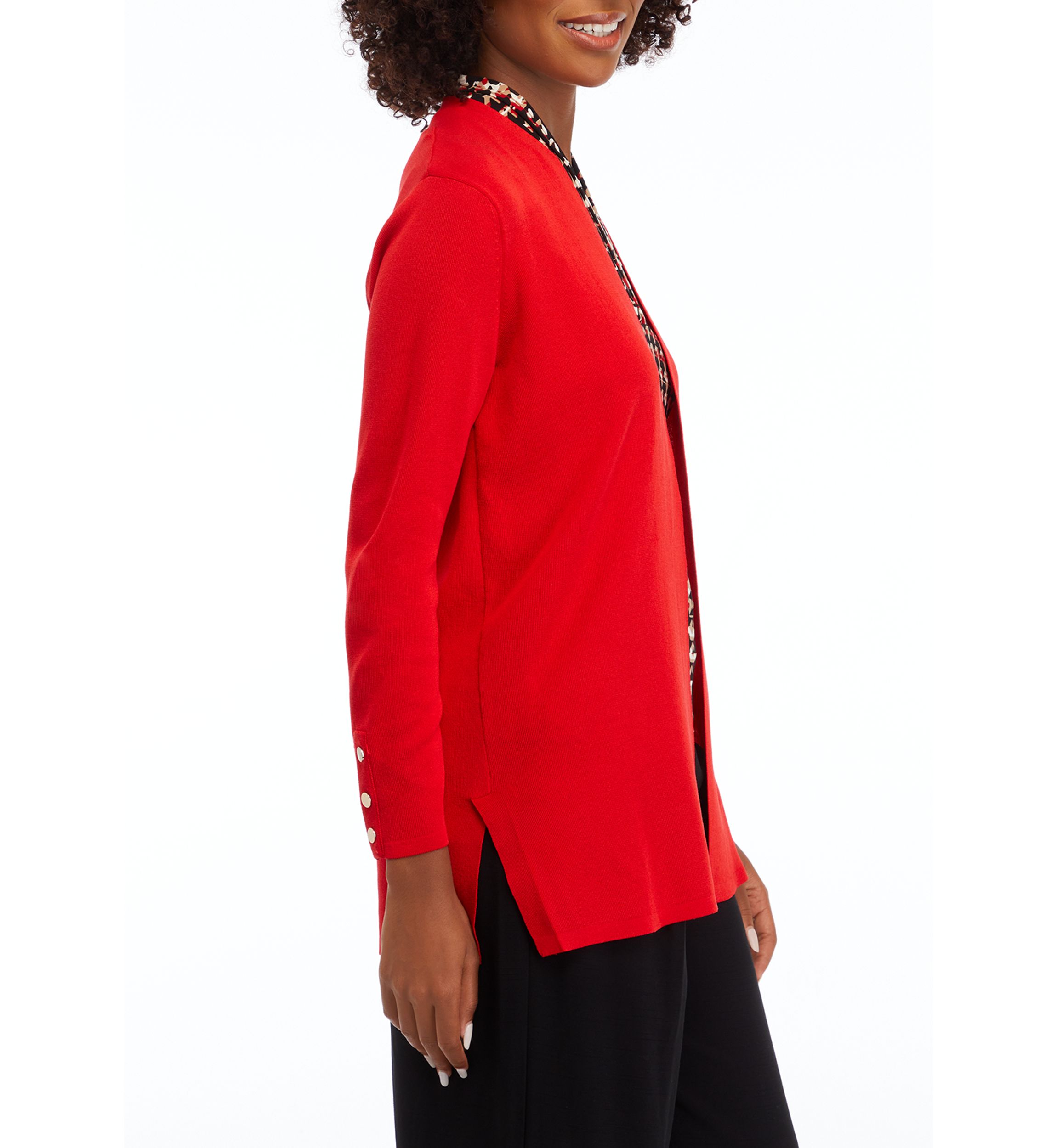 Womens Carmel Self Edge Kissing Front Cardigan