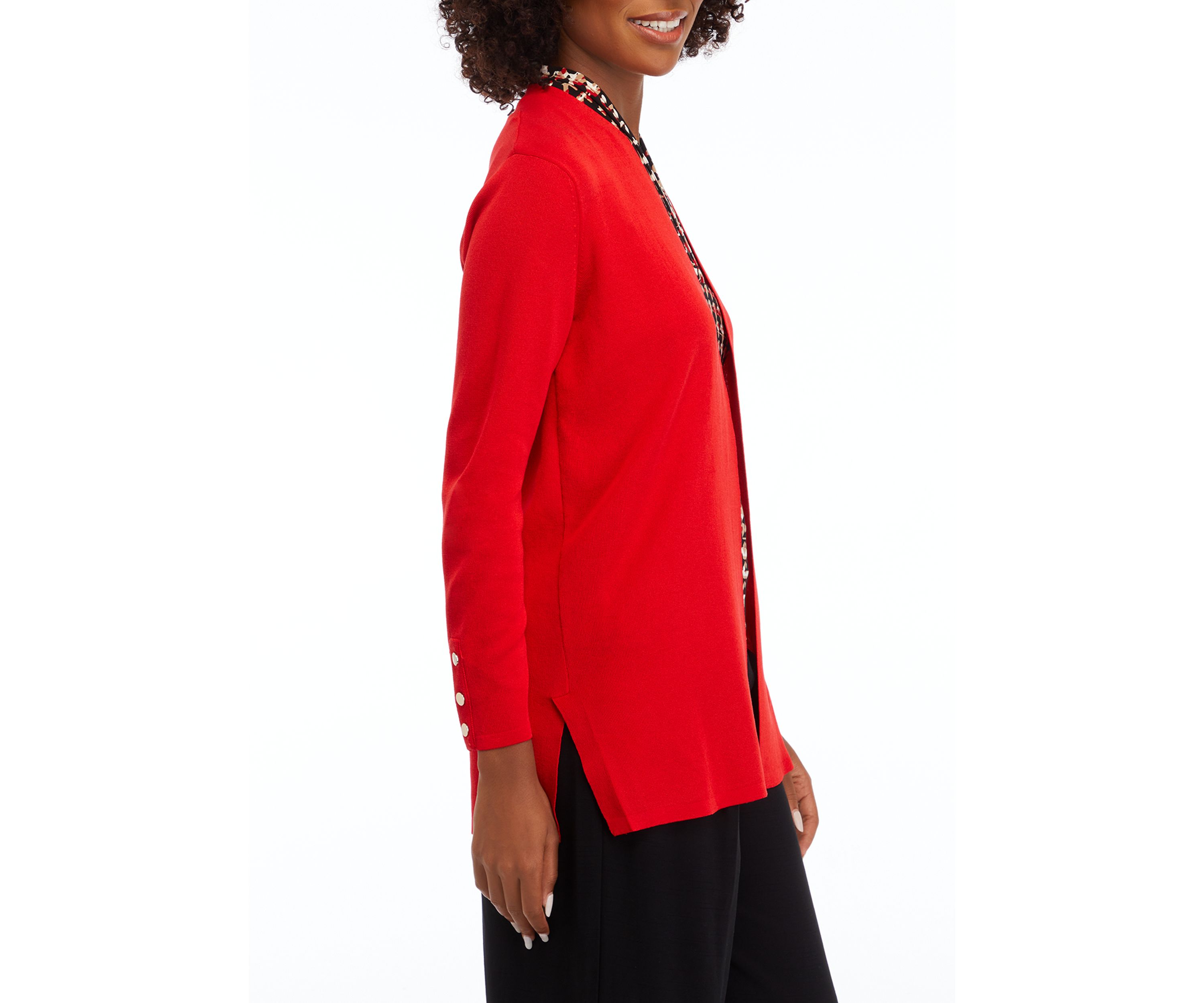 Womens Carmel Self Edge Kissing Front Cardigan