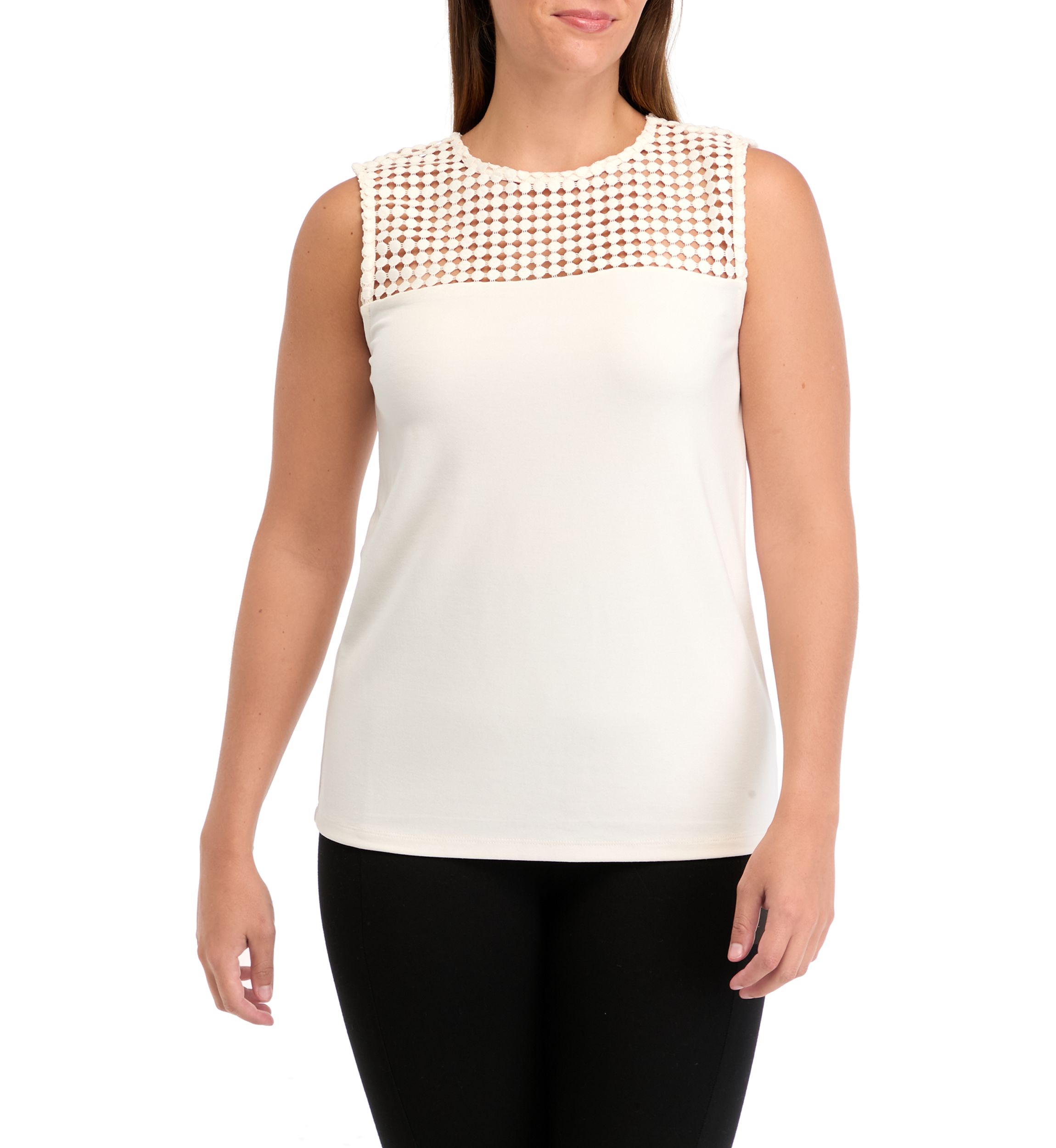 Womens Serenity Knit Lace Yoke Tank Top