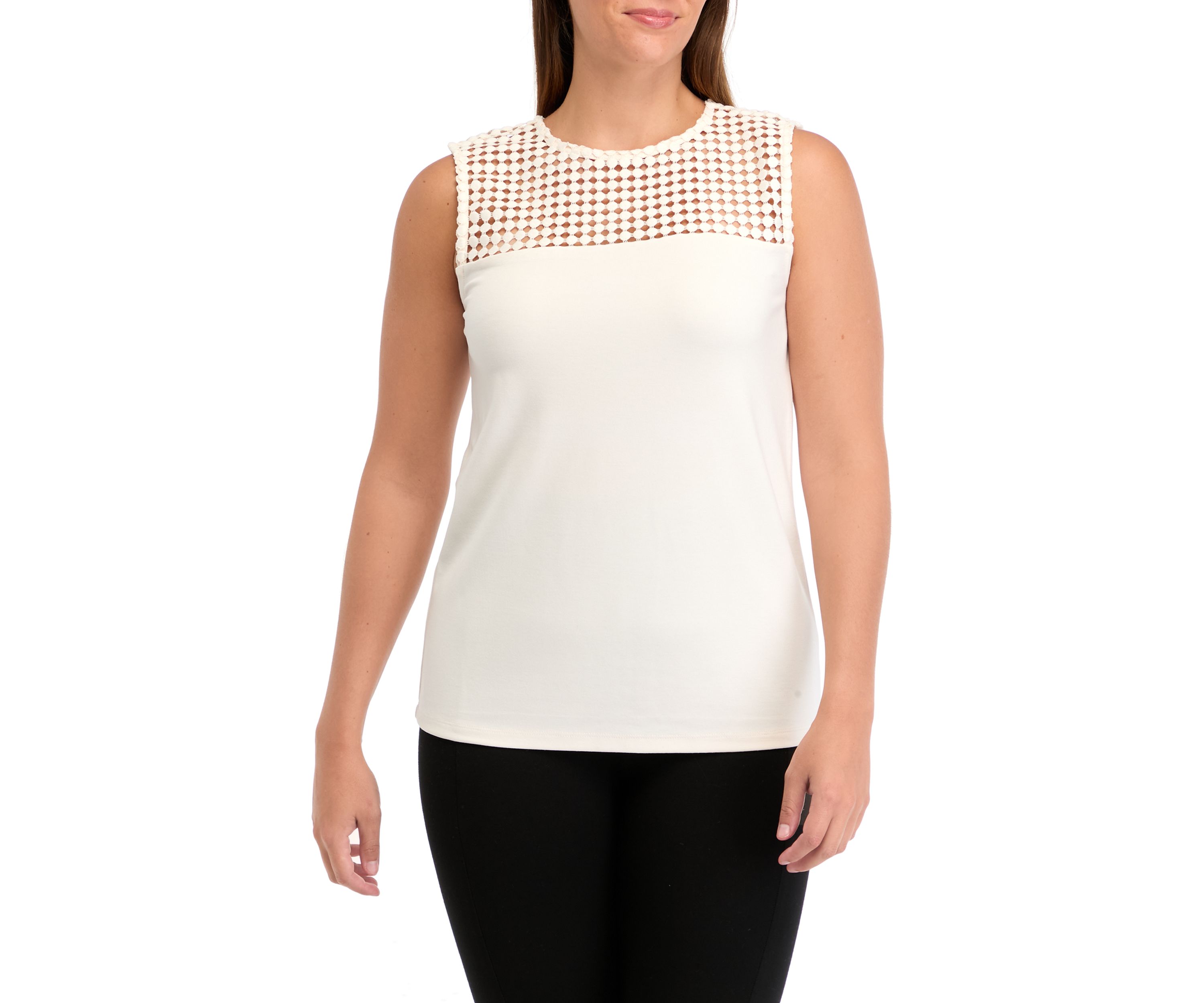 Womens Serenity Knit Lace Yoke Tank Top