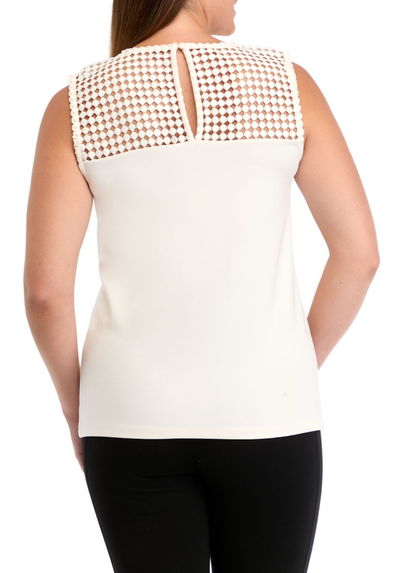 Womens Serenity Knit Lace Yoke Tank Top