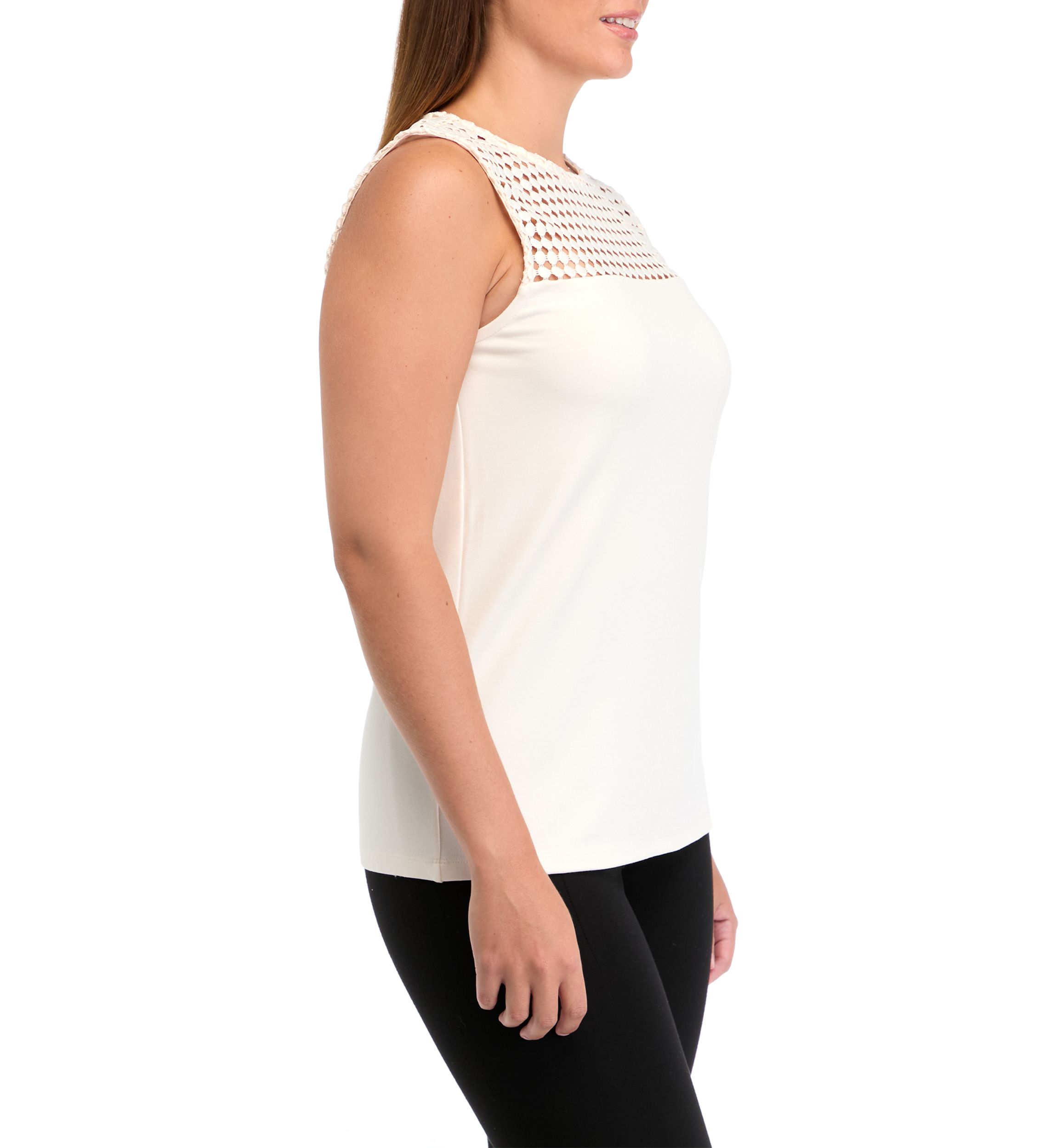 Womens Serenity Knit Lace Yoke Tank Top