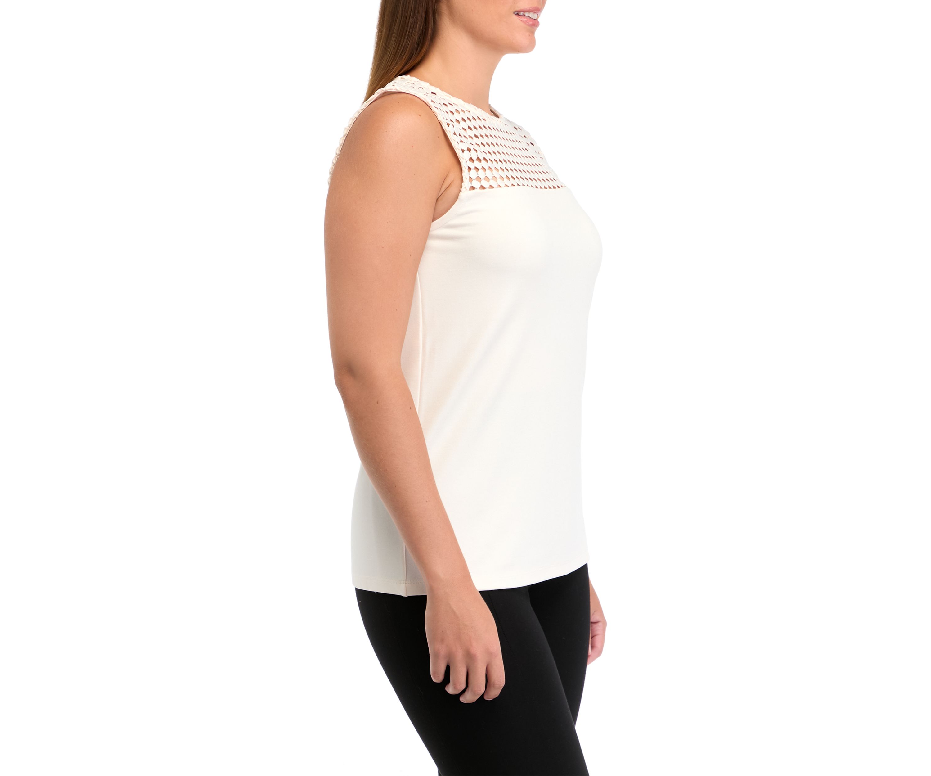 Womens Serenity Knit Lace Yoke Tank Top