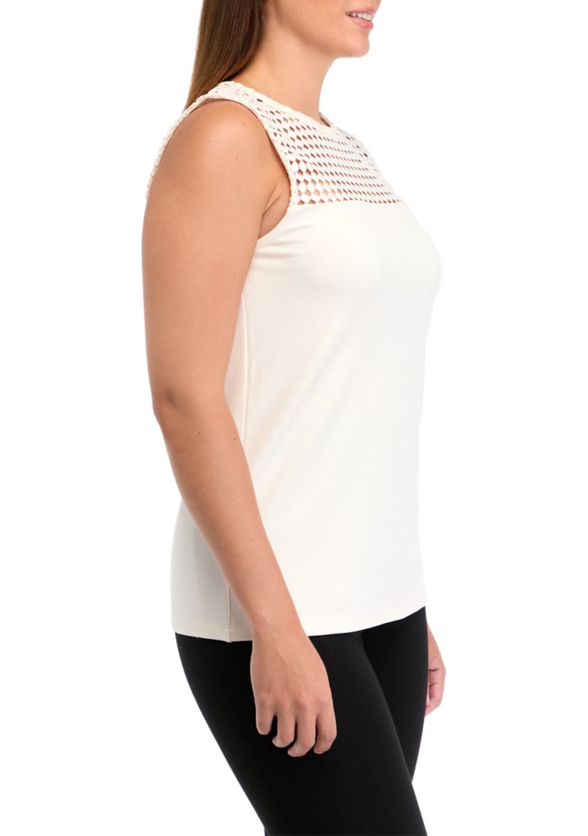 Womens Serenity Knit Lace Yoke Tank Top