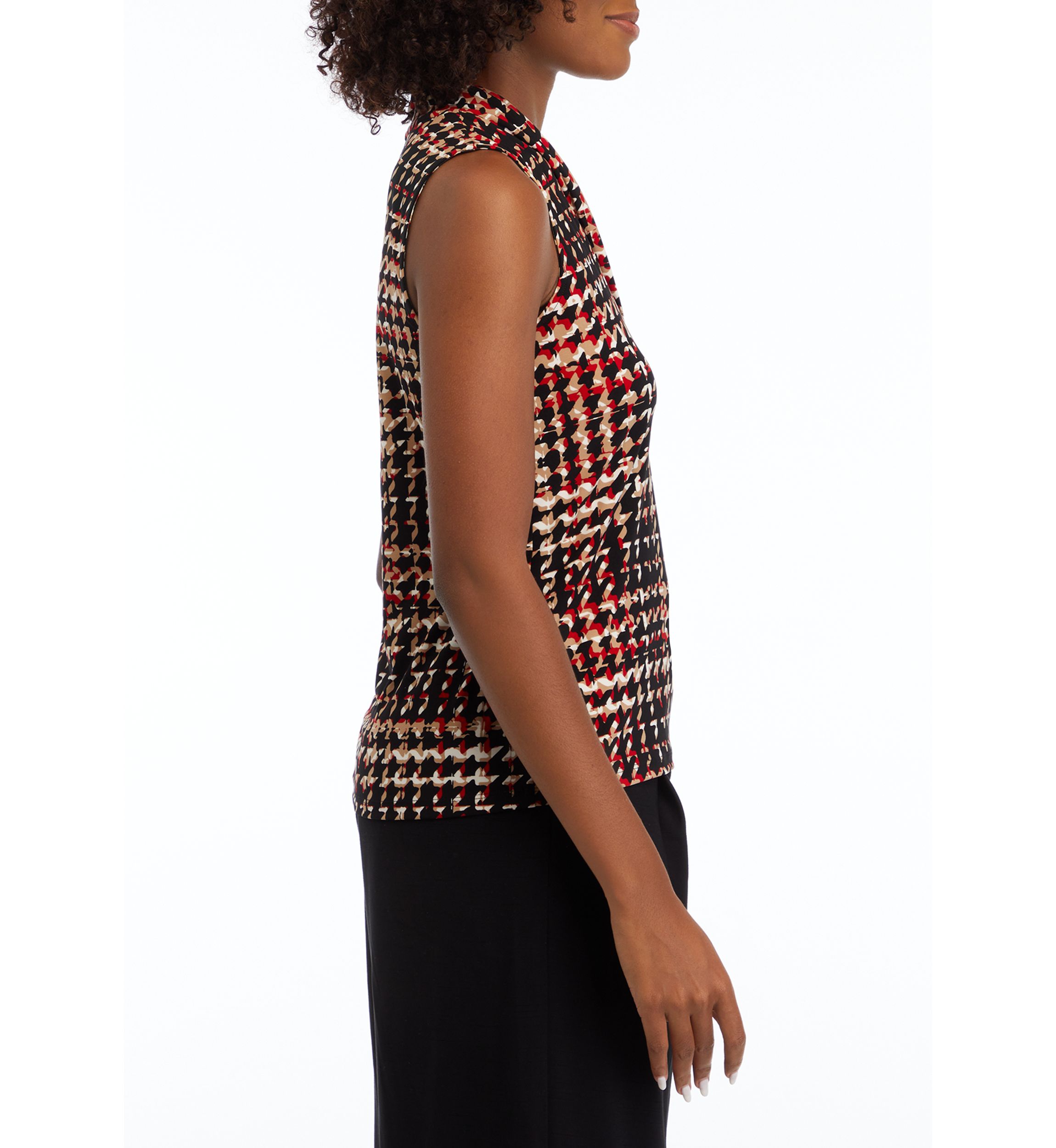 Womens Printed Triple Pleat Top