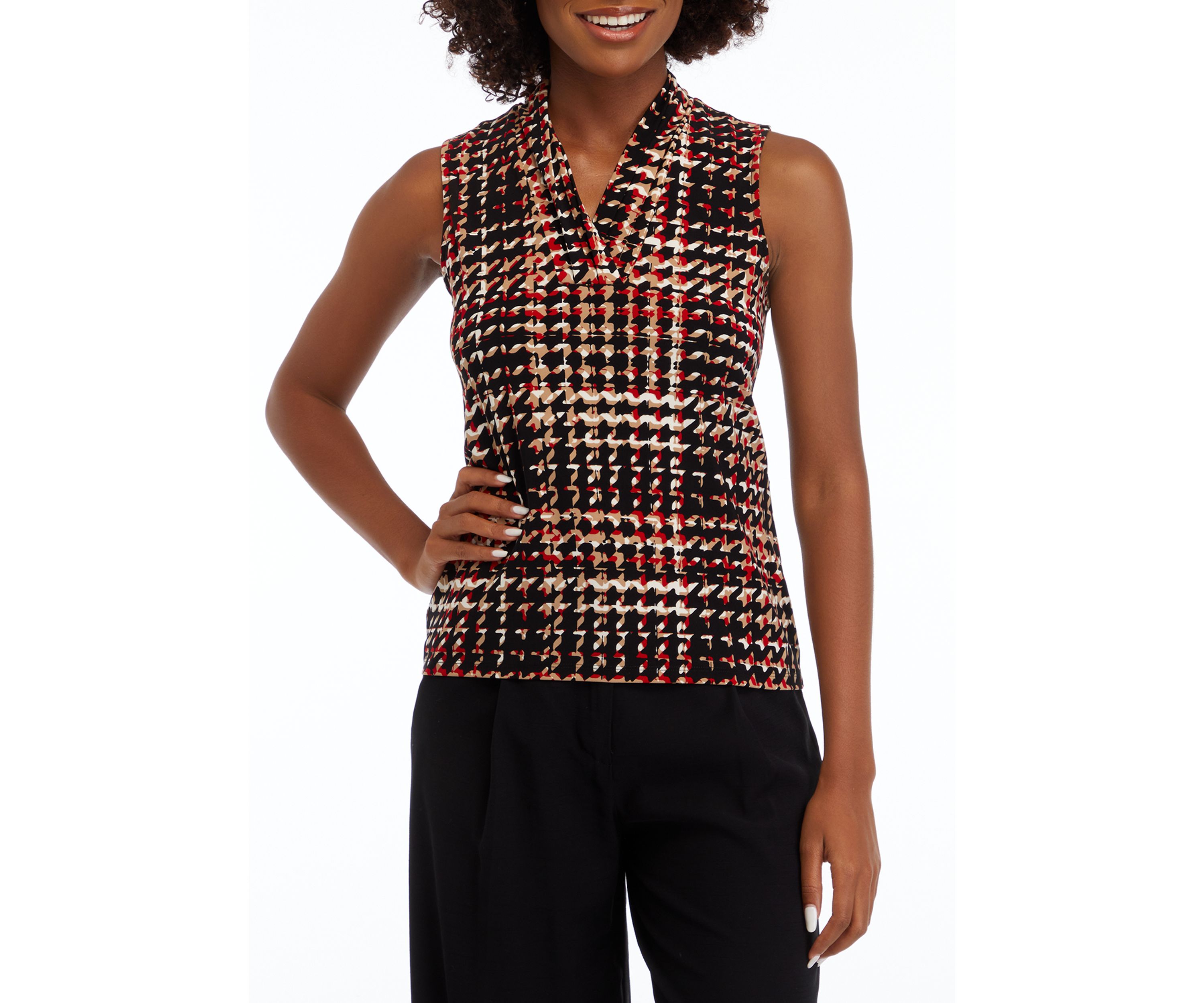 Petite Printed Triple Pleat Top